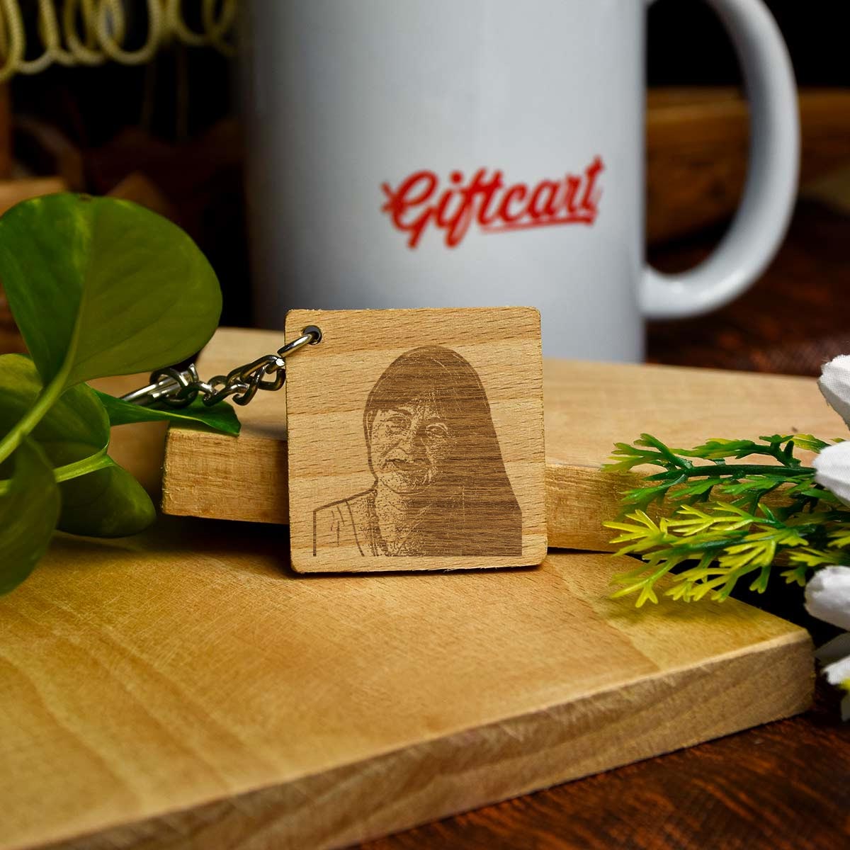Engraved Wooden Keychain for Women