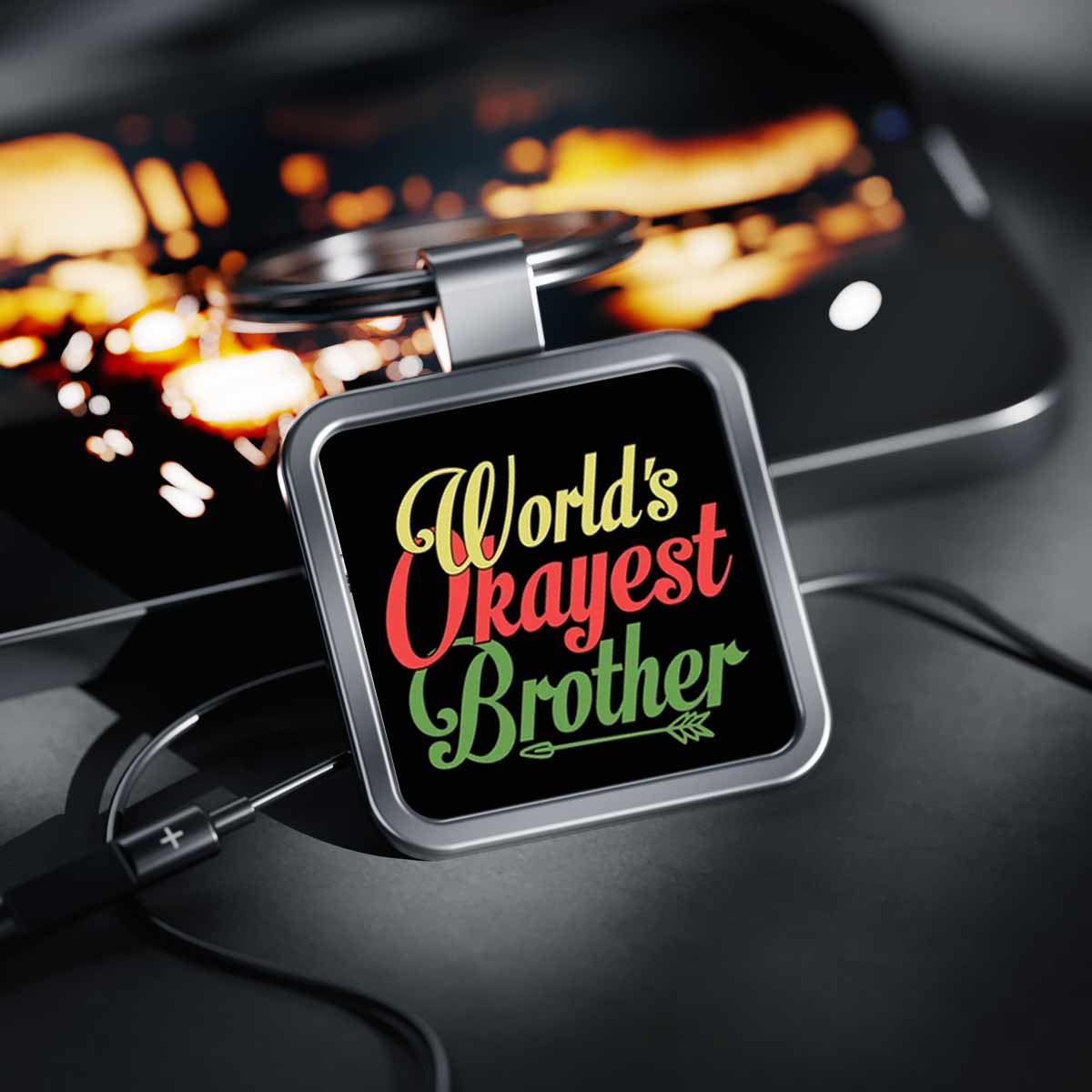 World's Okayest Brother Metal Keychain