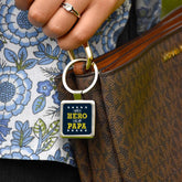 Papa My Hero Metal Keychain