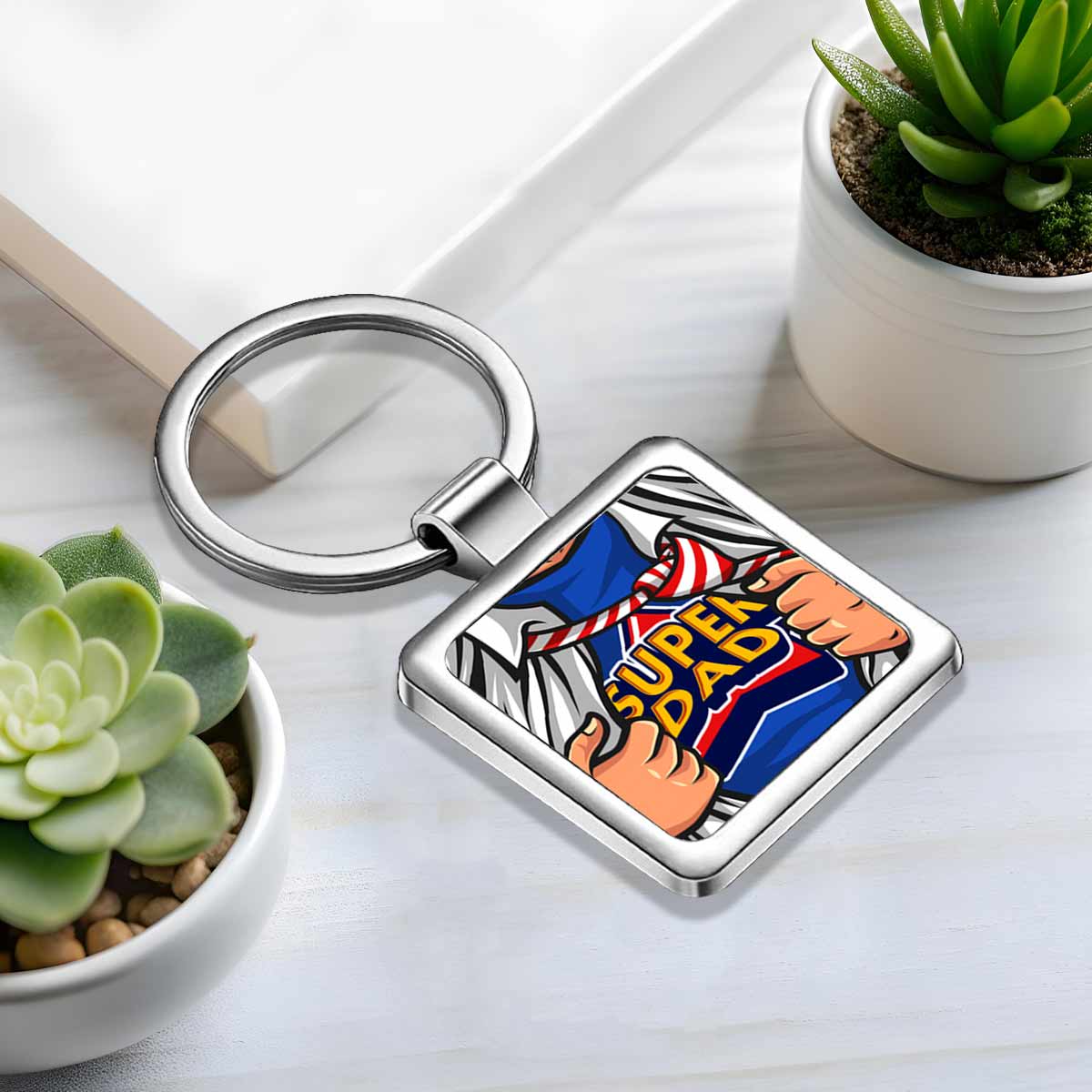 SuperDad Metal Keychain