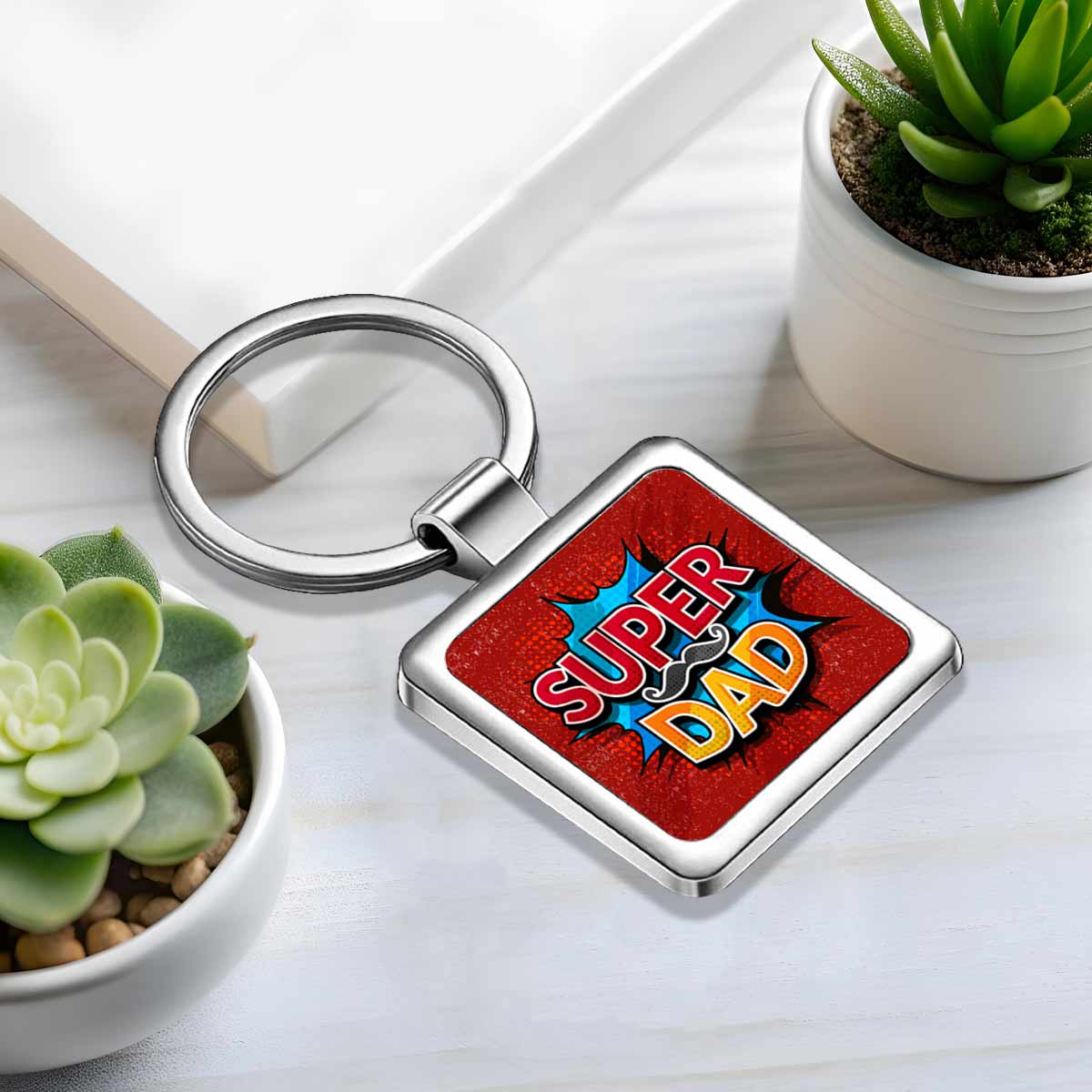 My Super Daddy Metal Keychain