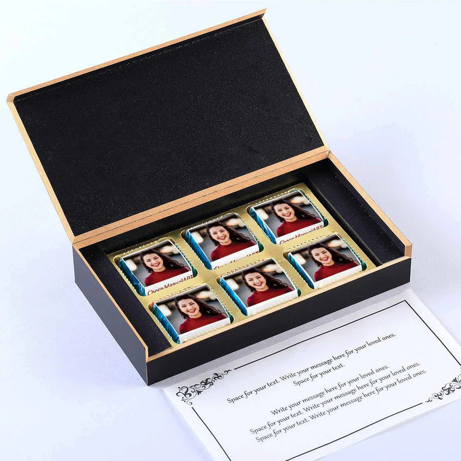 Red & Black women's day personalised chocolates gift