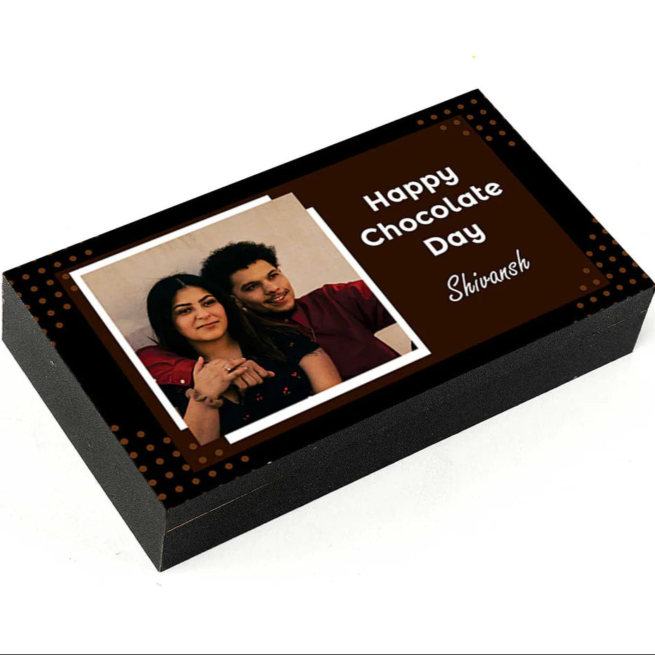 Personalized Chocolate Day chocolate gift with photo/name printed
