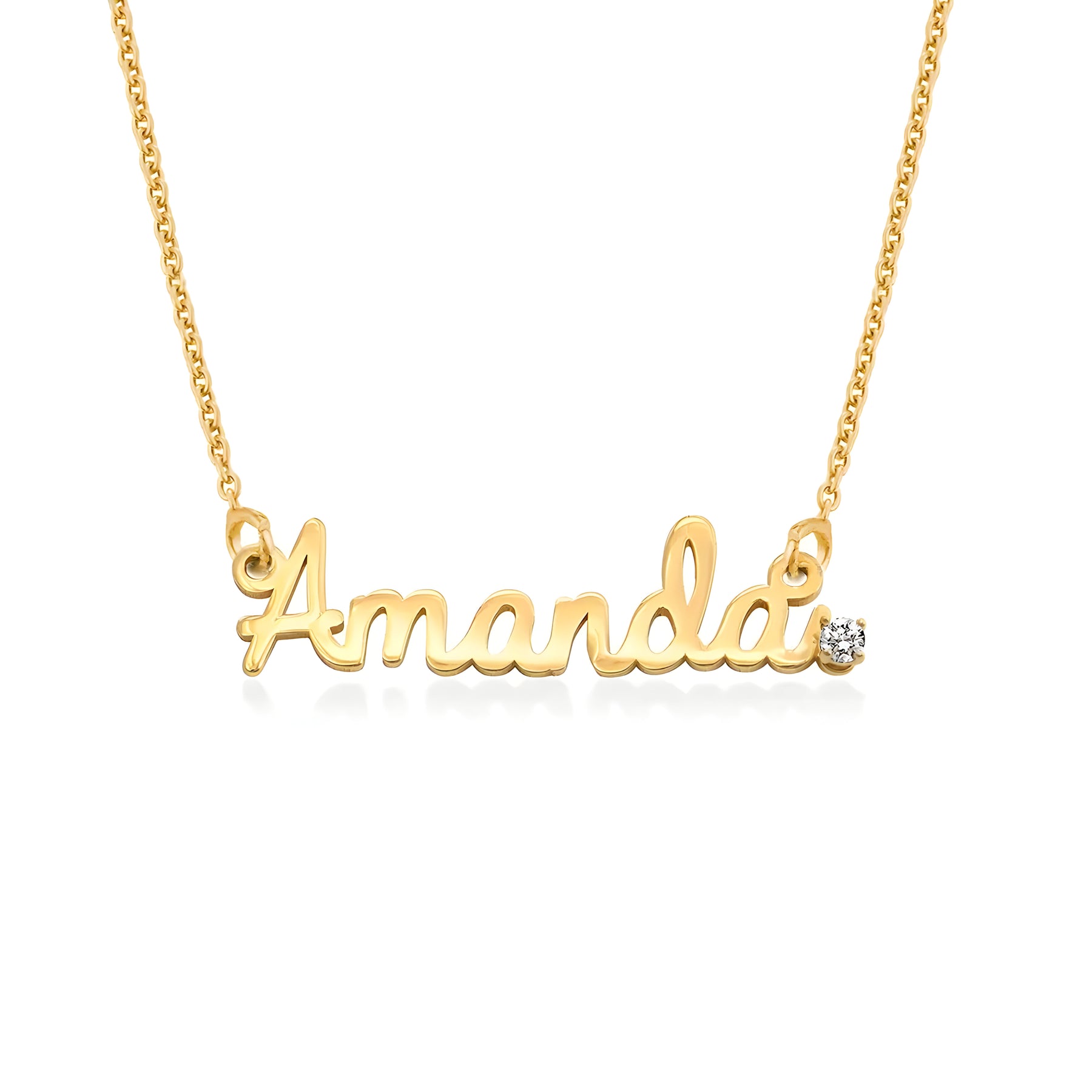 Personalised Diamond Studded Cursive Name Pendant