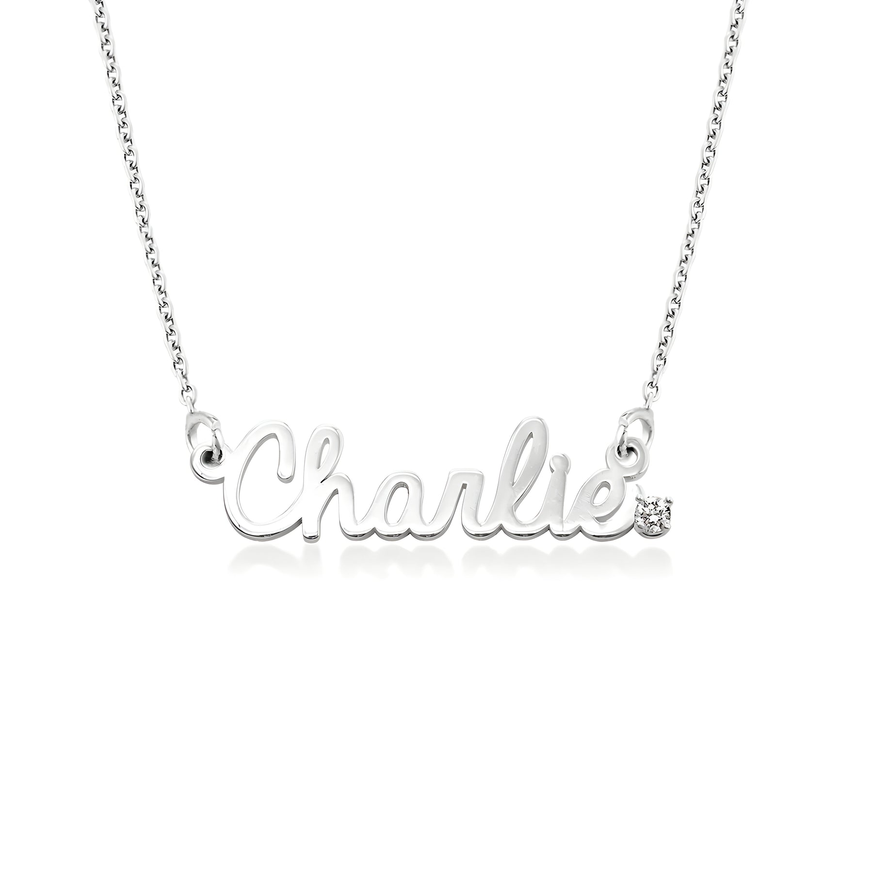 Personalised Diamond Studded Cursive Name Pendant