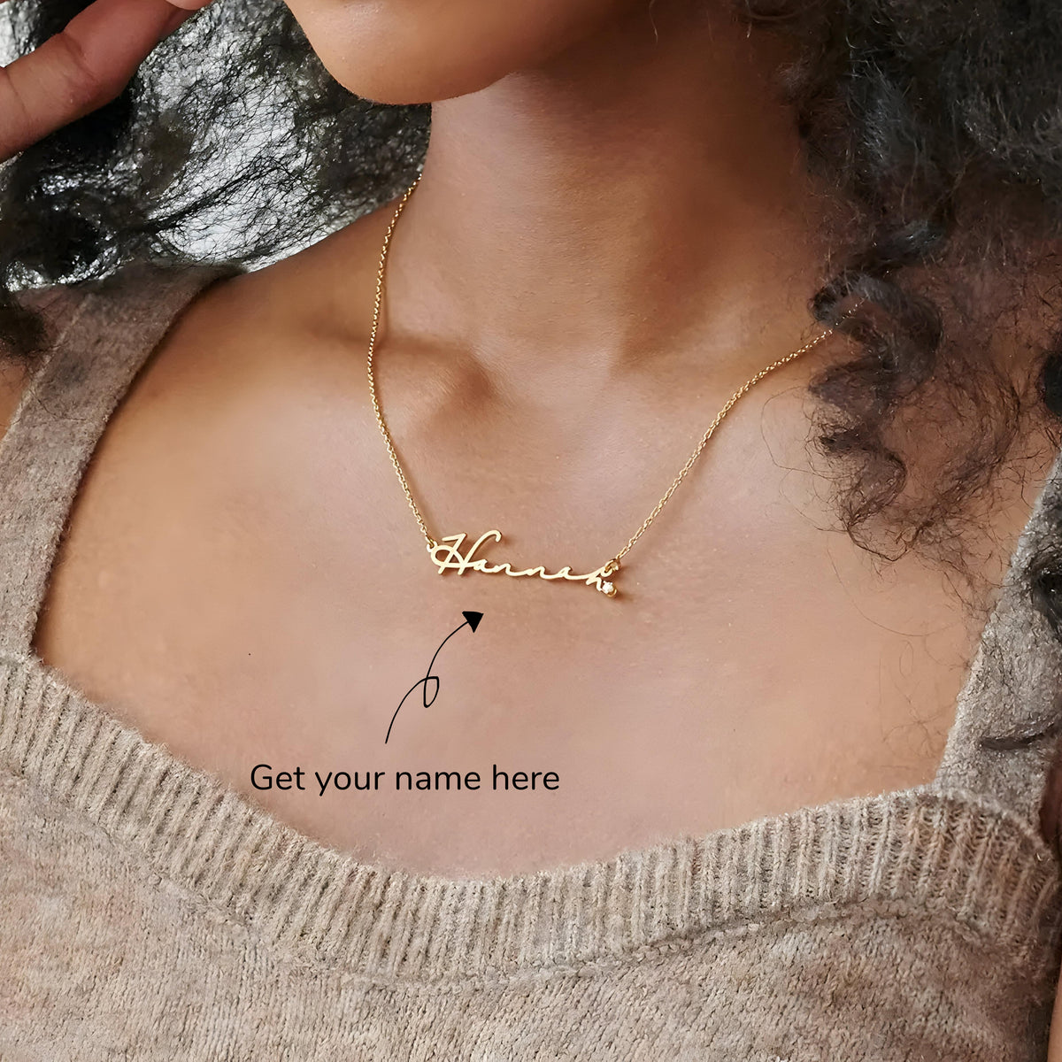 Personalised Diamond Studded Signature Name Pendant