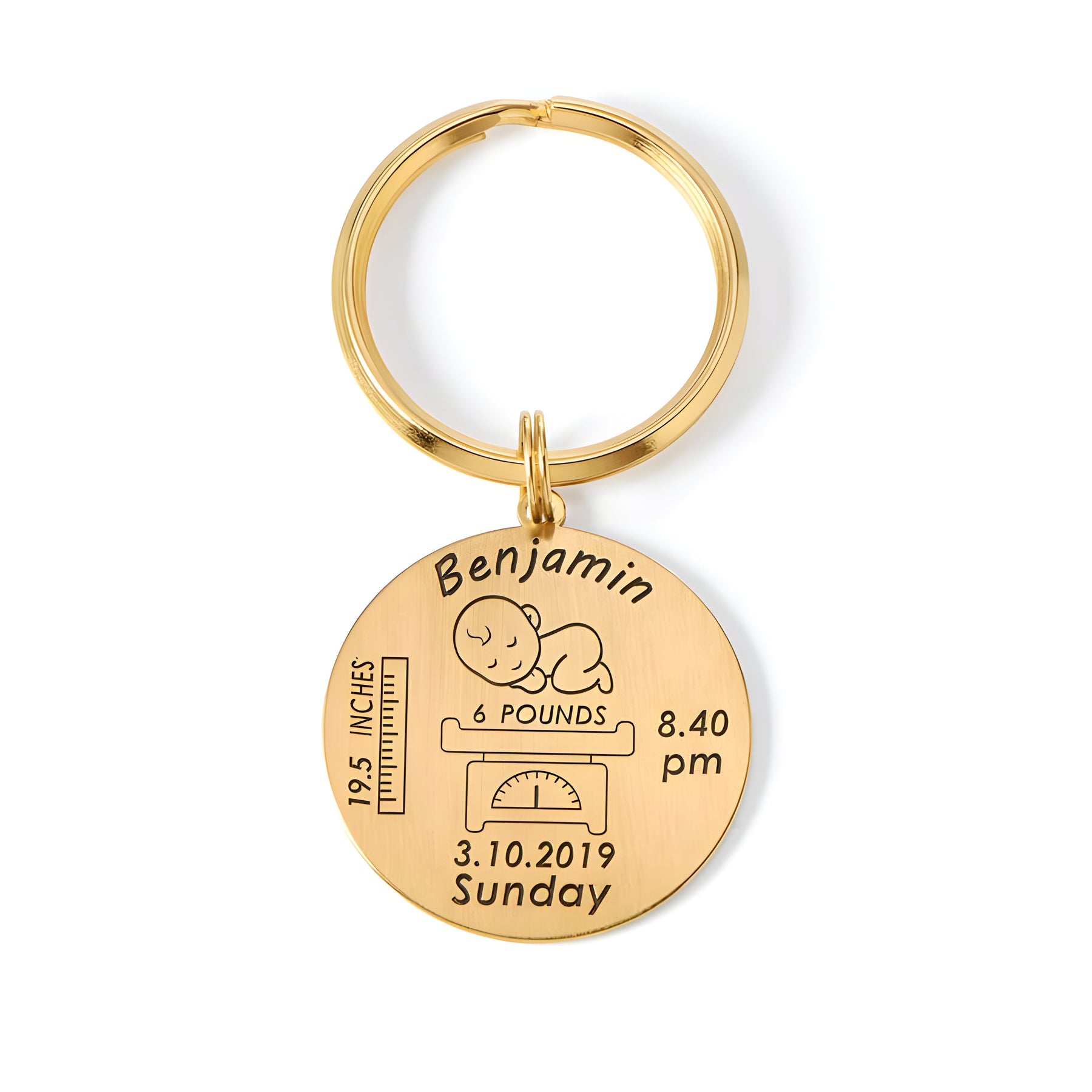 Personalised Engraved Baby Birth Keychain
