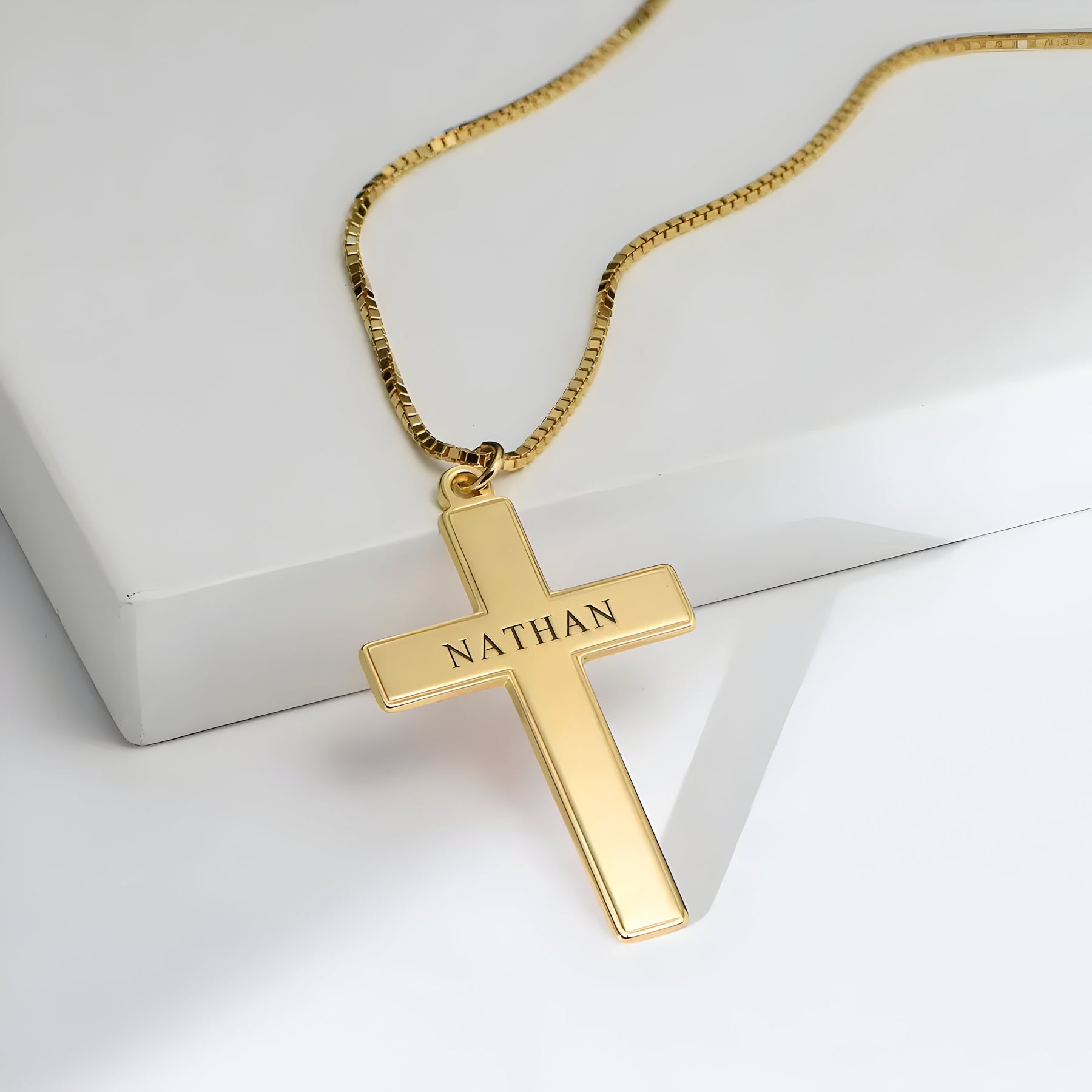 Personalised Engraved Cross Name Pendant