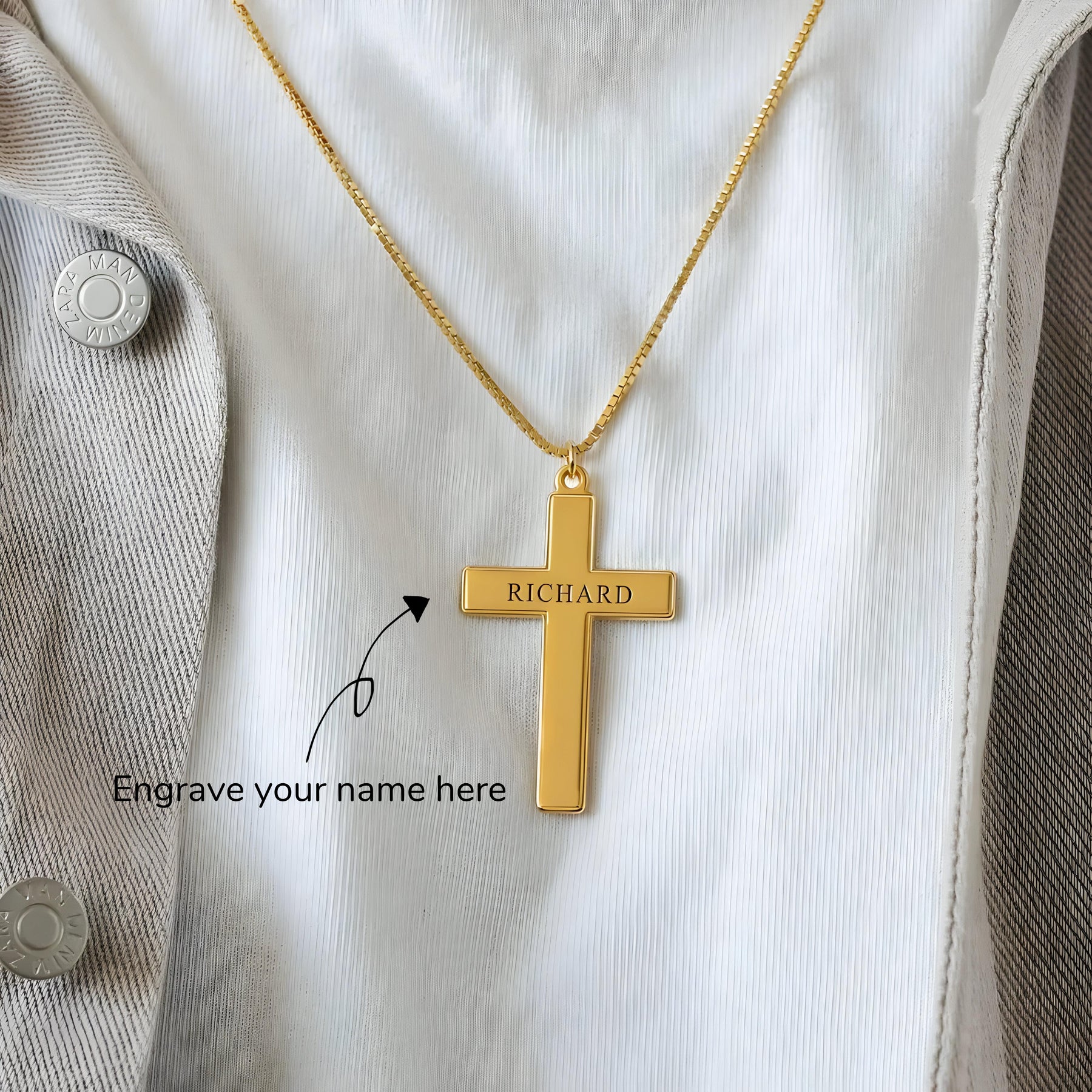 Personalised Engraved Cross Name Pendant