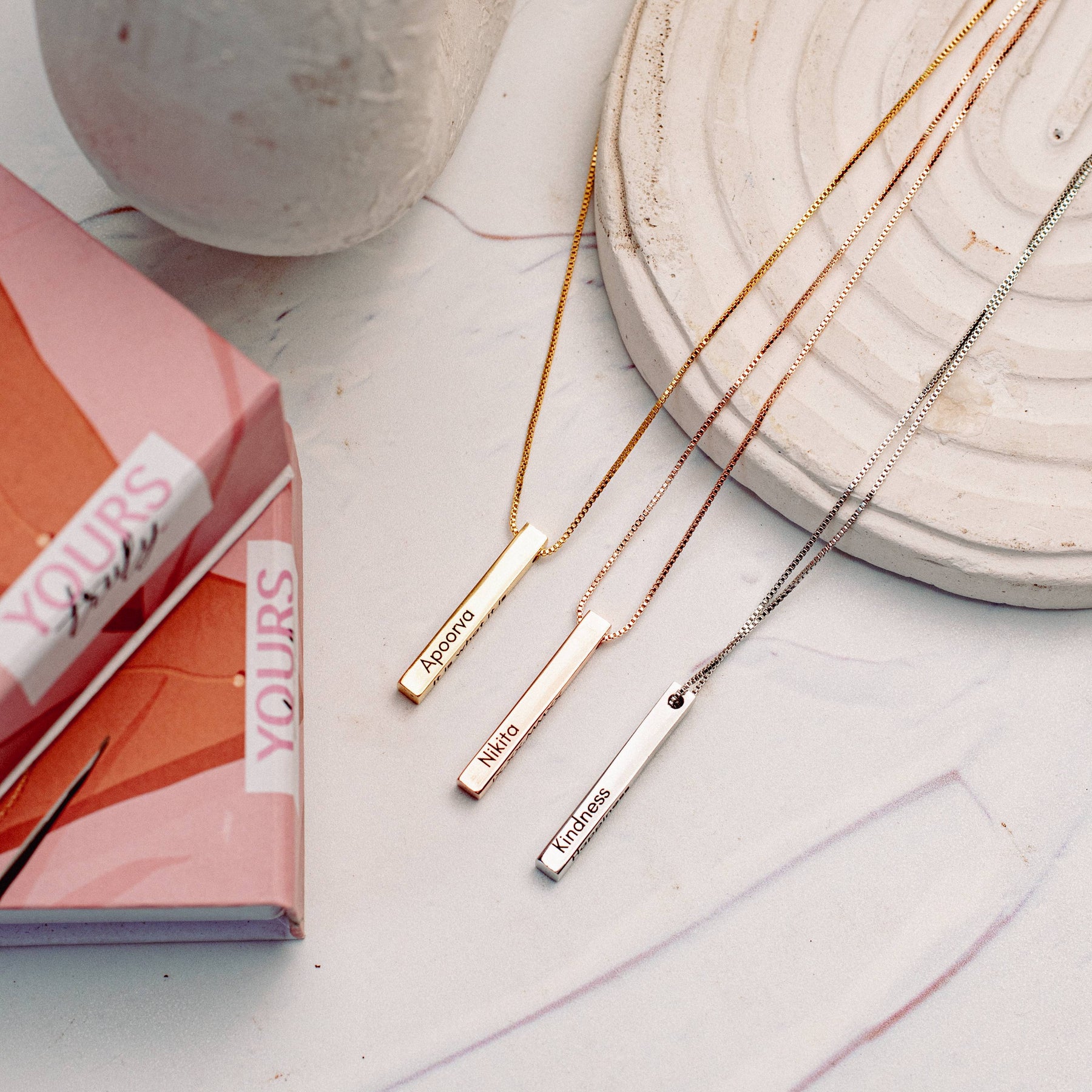 Personalised Engraved Cuboid Memory Bar Pendant