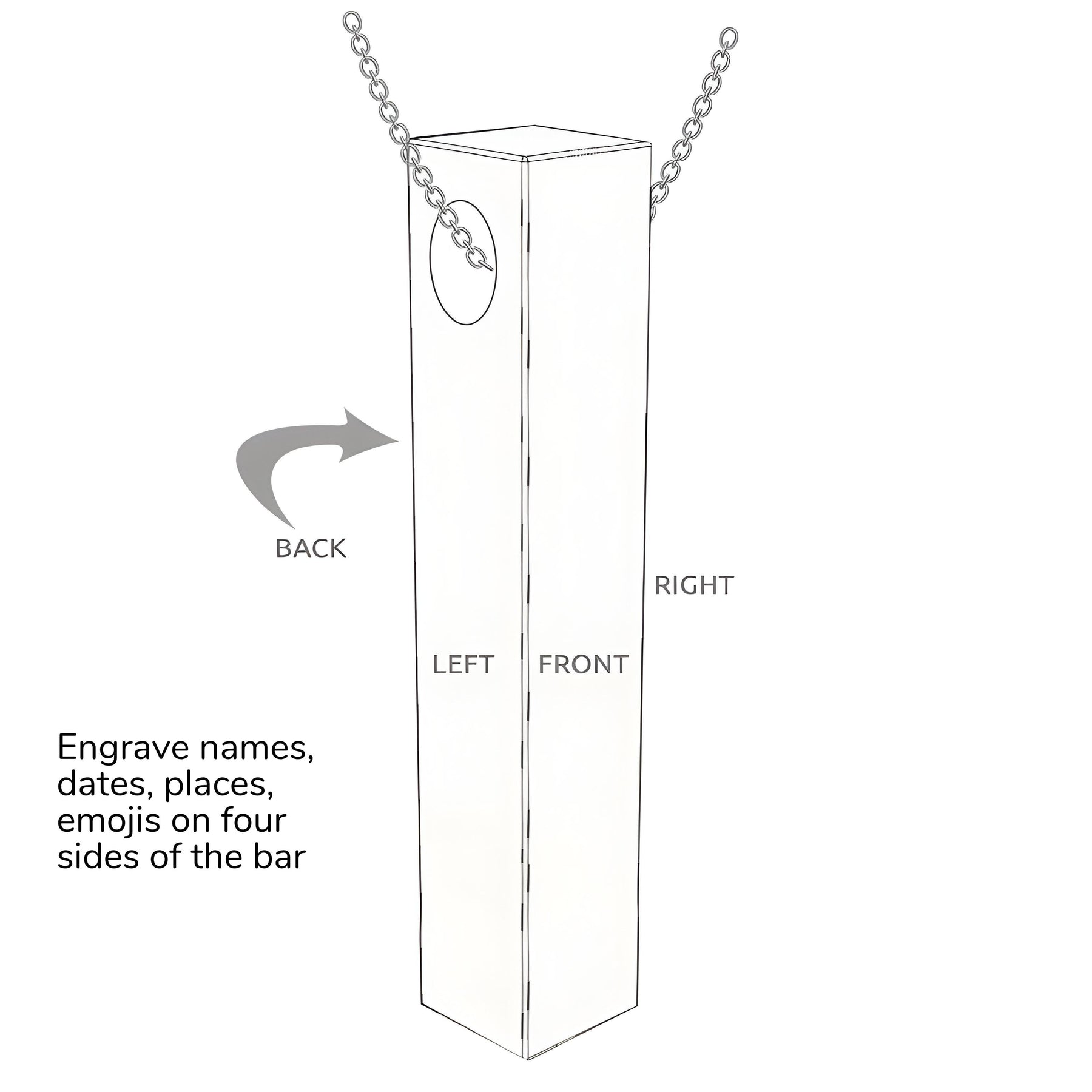 Personalised Engraved Cuboid Memory Bar Pendant