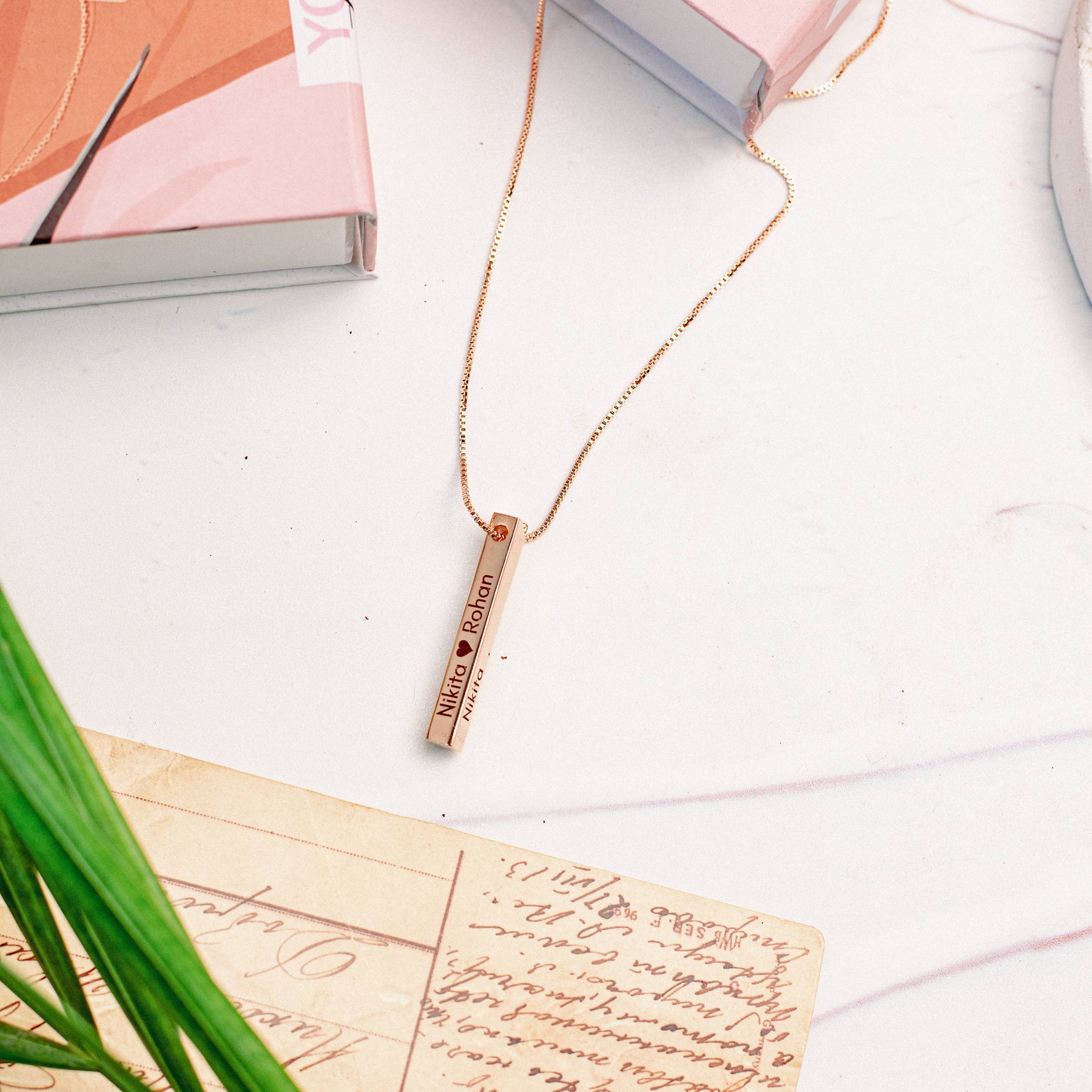 Personalised Engraved Cuboid Memory Bar Pendant