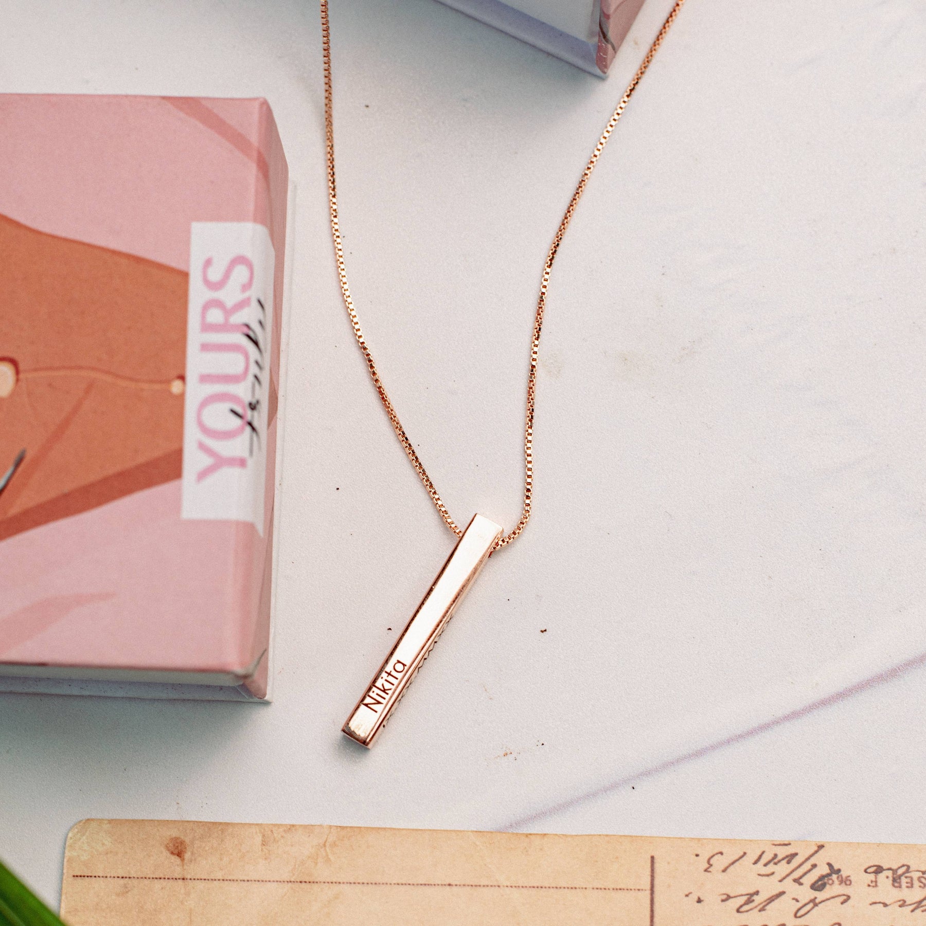 Personalised Engraved Cuboid Memory Bar Pendant
