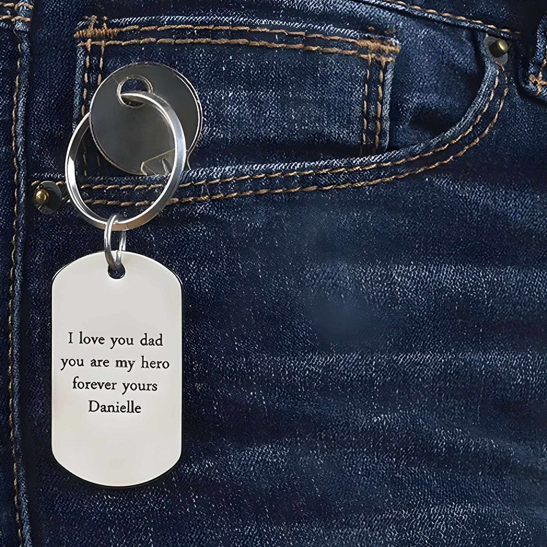 Personalised Engraved Dad Tag Keychain