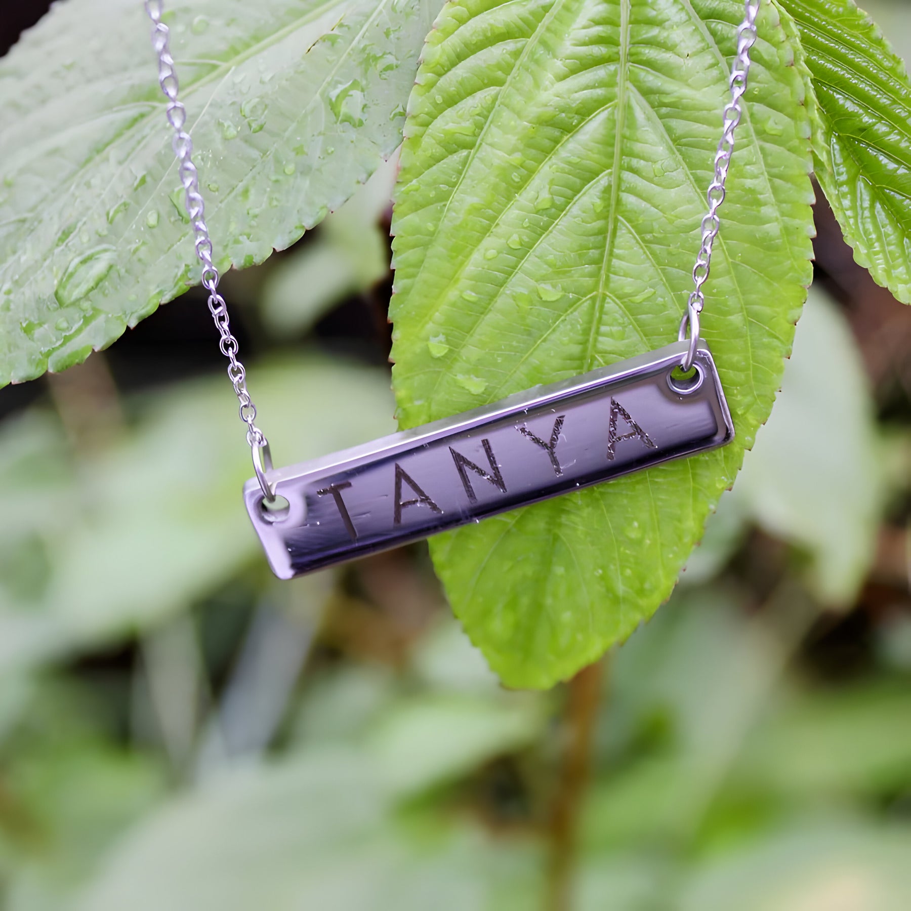 Personalised Engraved Horizontal Bar Pendant