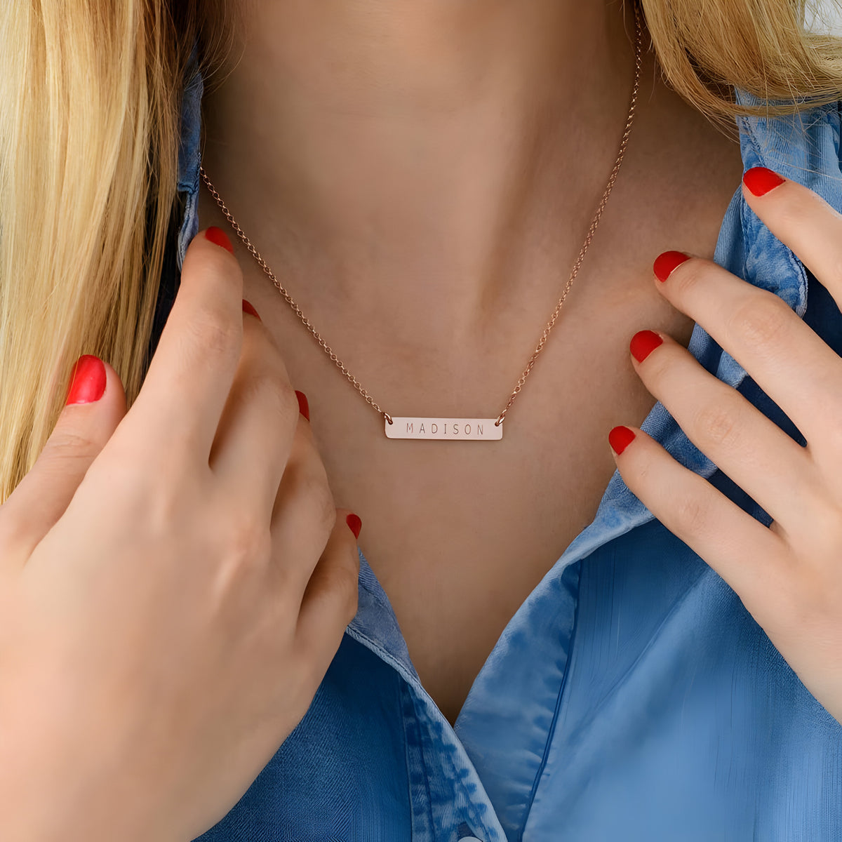 Personalised Engraved Horizontal Bar Pendant