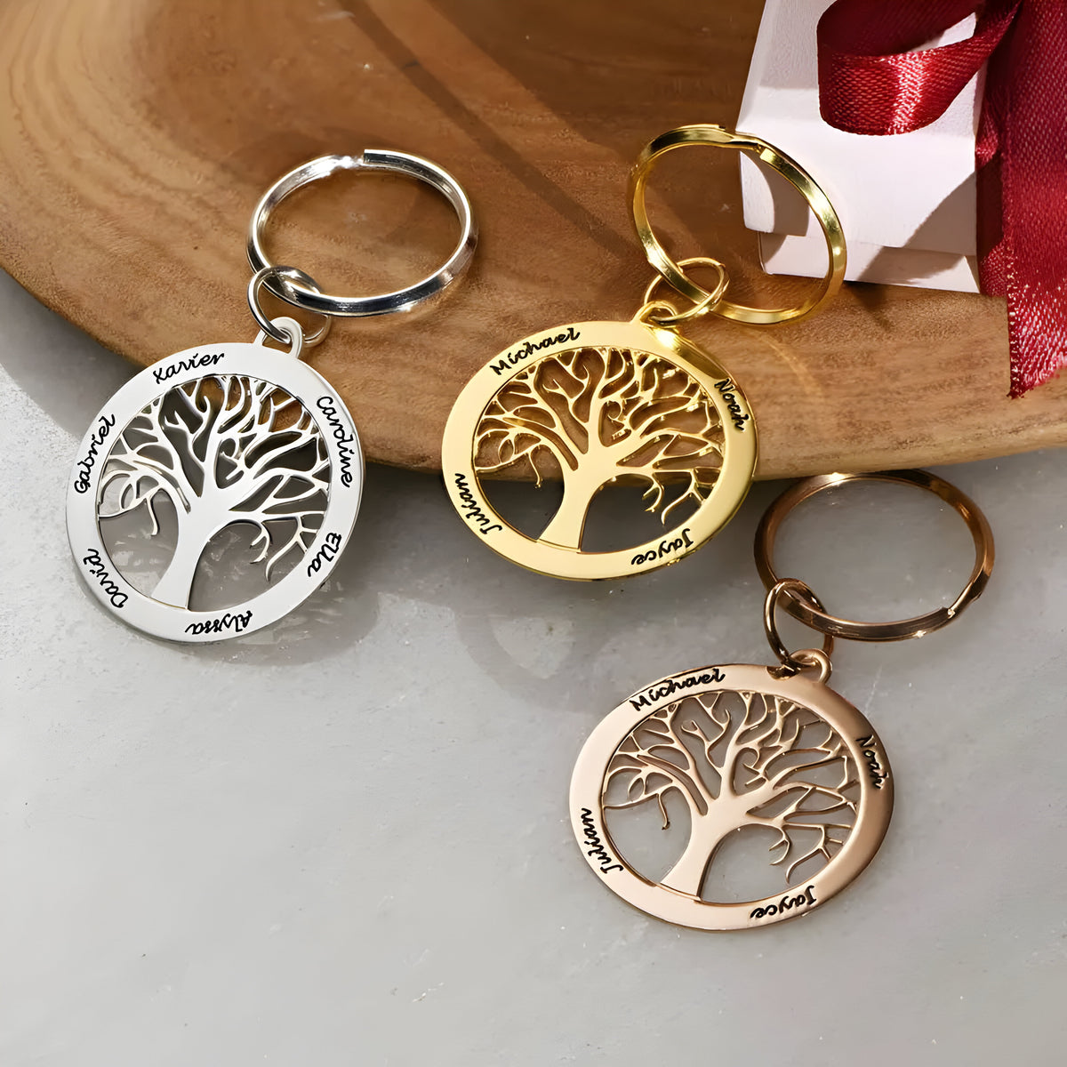 Personalised Engraved Tree of Life Keychain