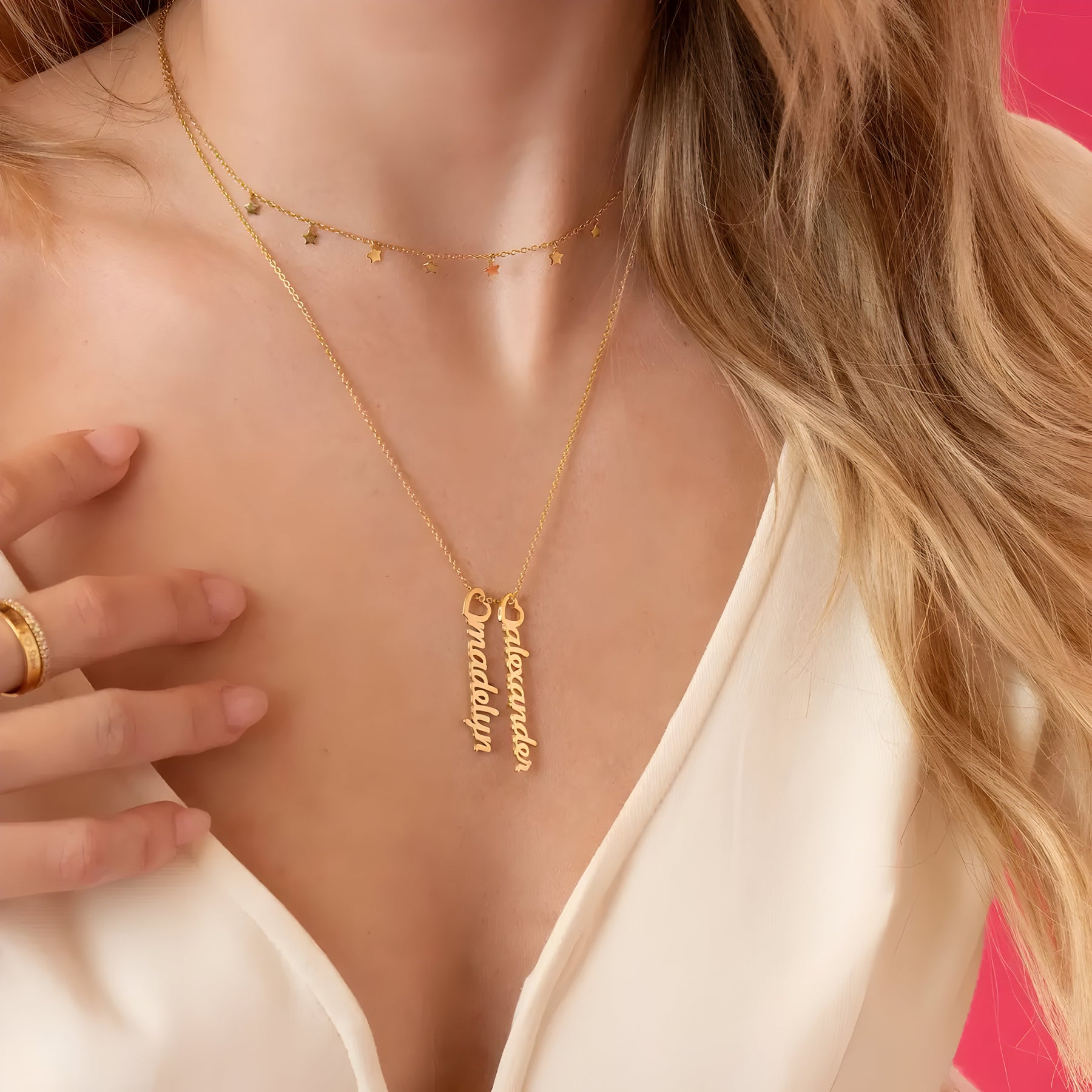 Personalised Heart Drop Vertical Name Pendant