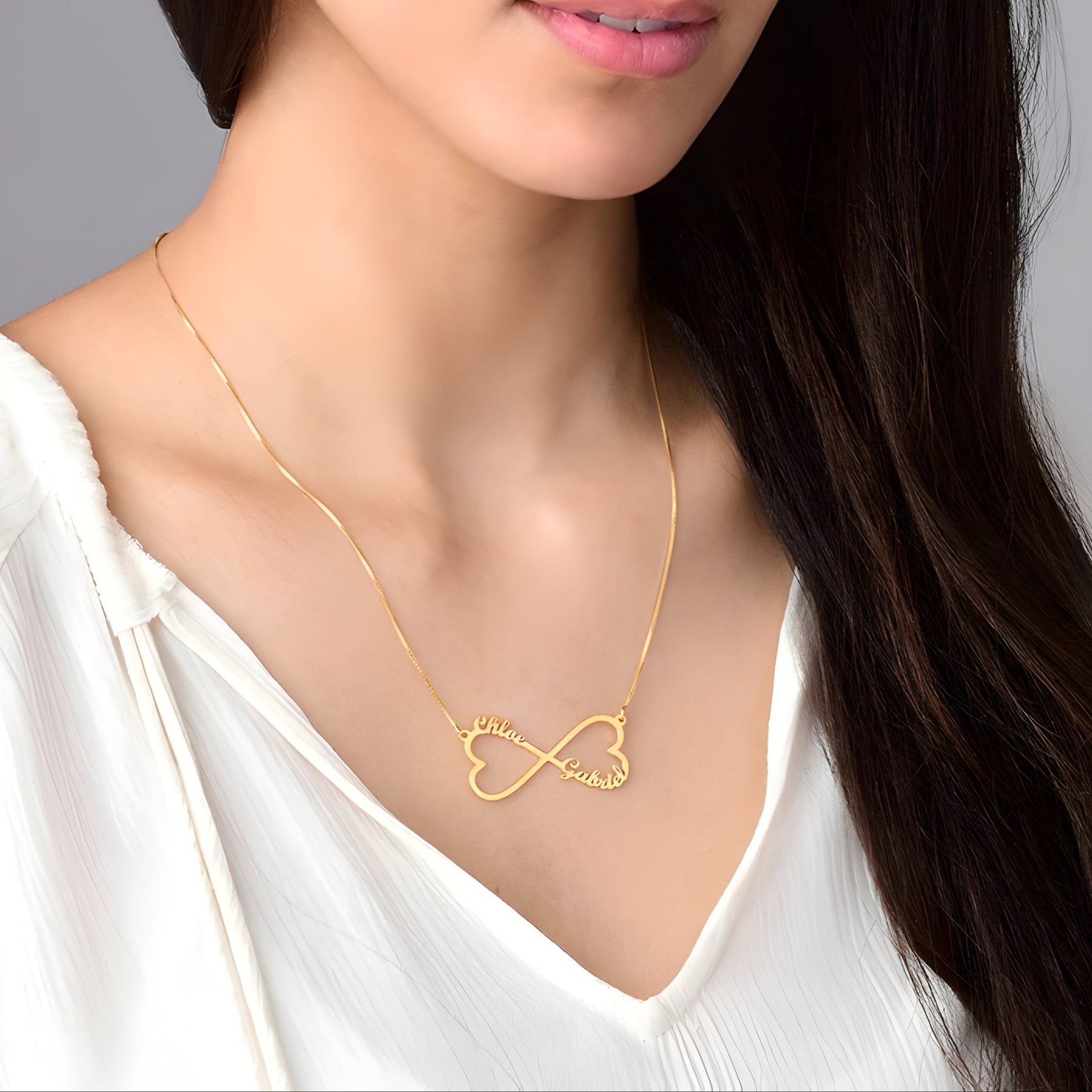 Personalised Infinity Heart Couple Name Pendant