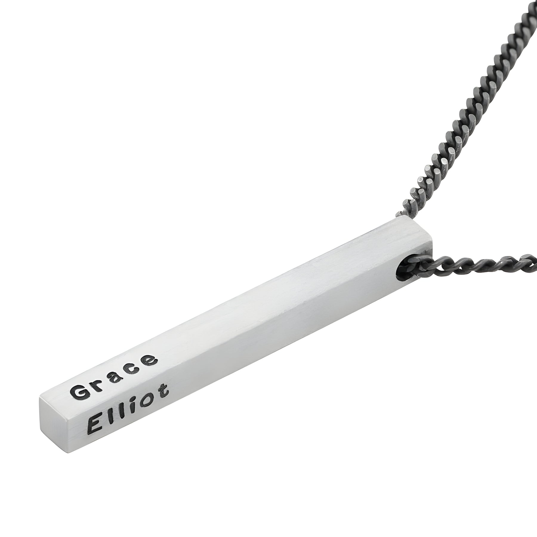 Personalised Matte Finish Engraved Cuboid Memory Bar Pendant