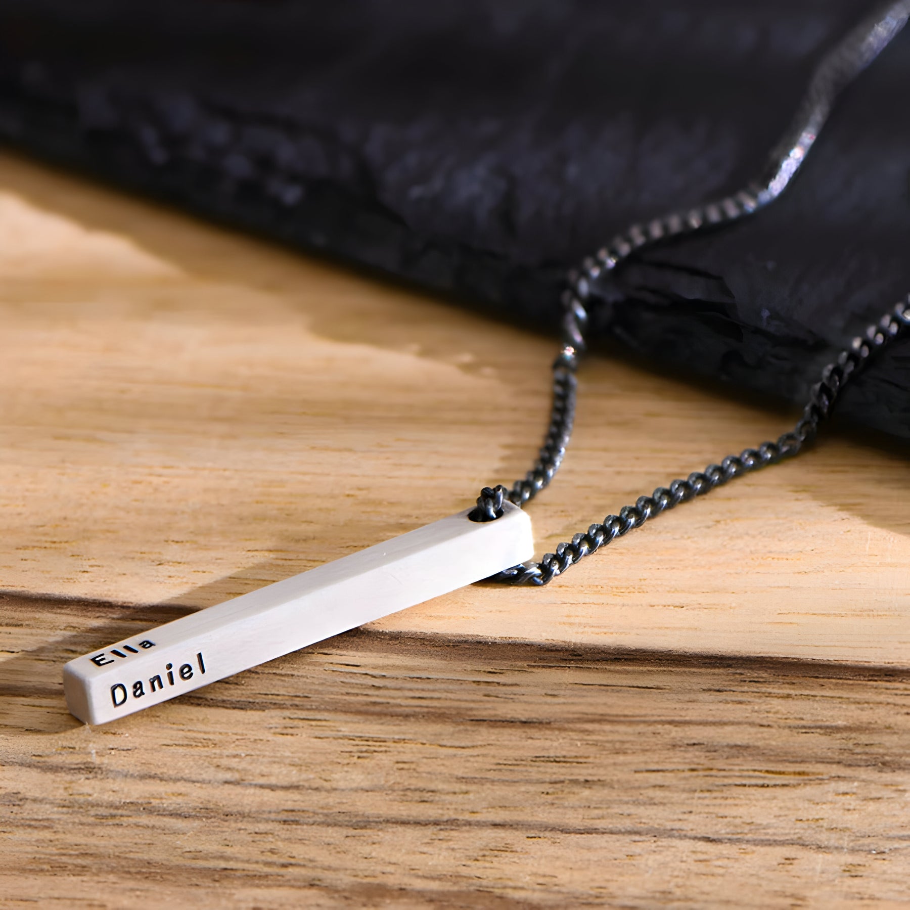 Personalised Matte Finish Engraved Cuboid Memory Bar Pendant