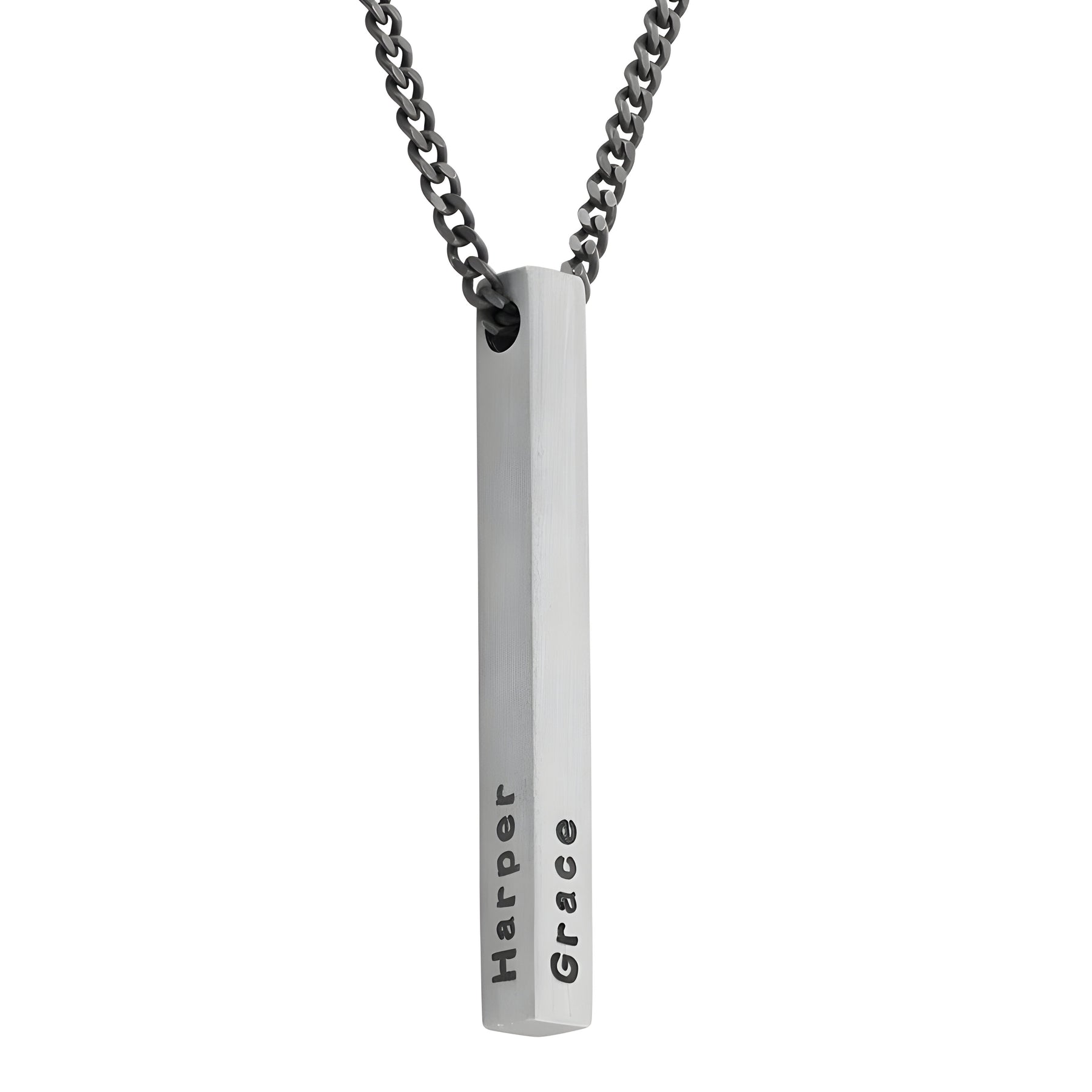 Personalised Matte Finish Engraved Cuboid Memory Bar Pendant