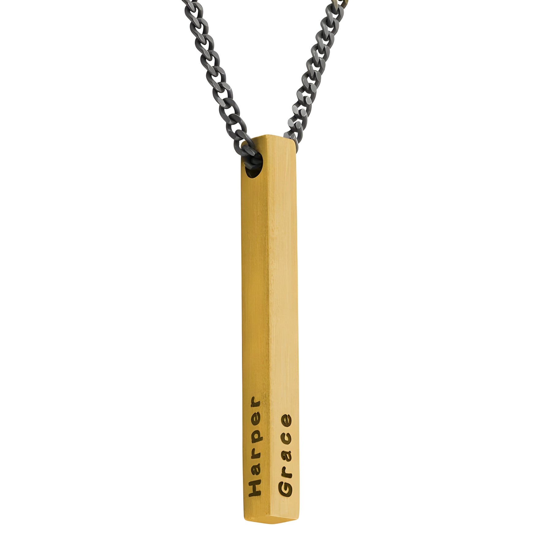 Personalised Matte Finish Engraved Cuboid Memory Bar Pendant