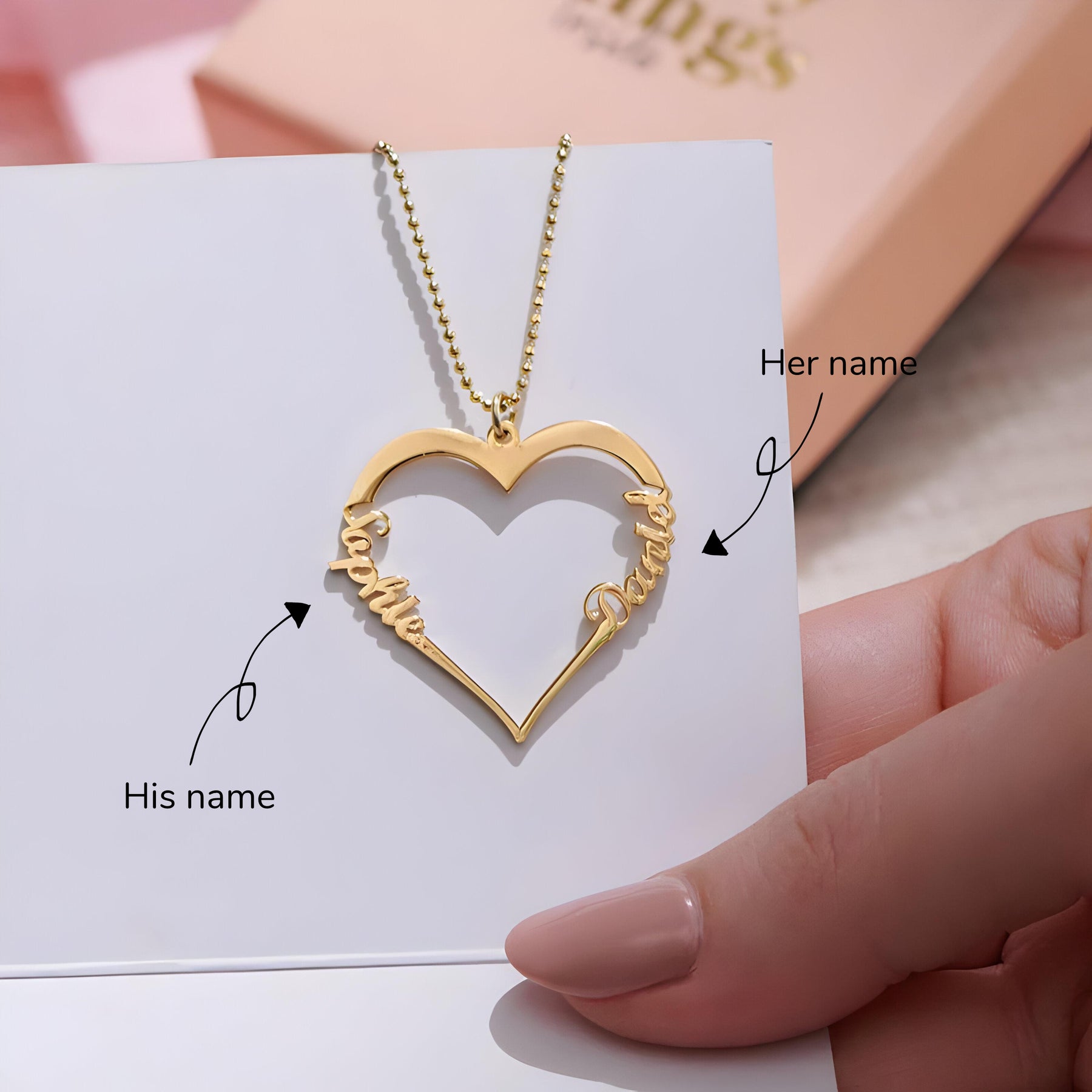 Personalised Our Love Couple Name Pendant