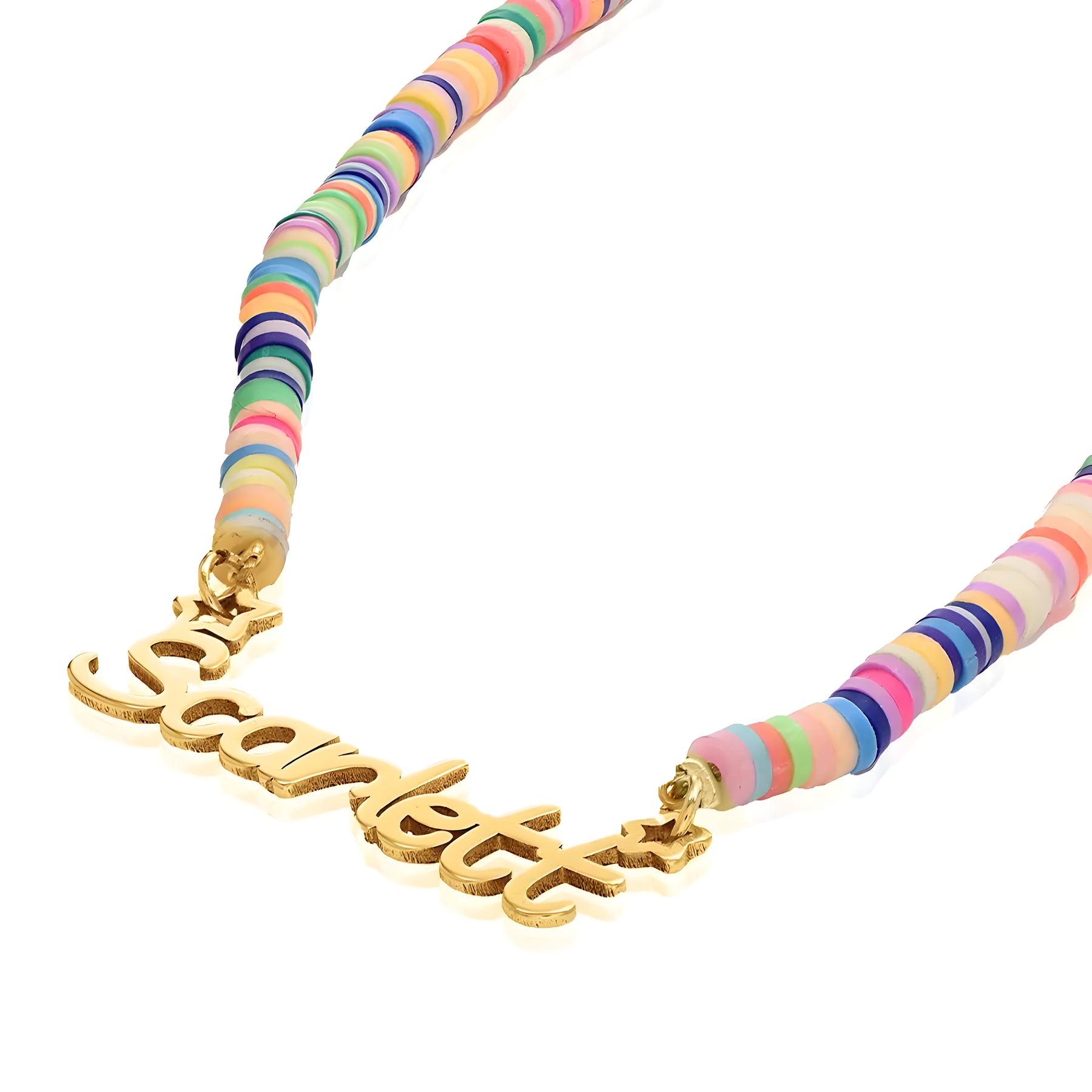 Personalised Rainbow Fimo Beads Name Pendant