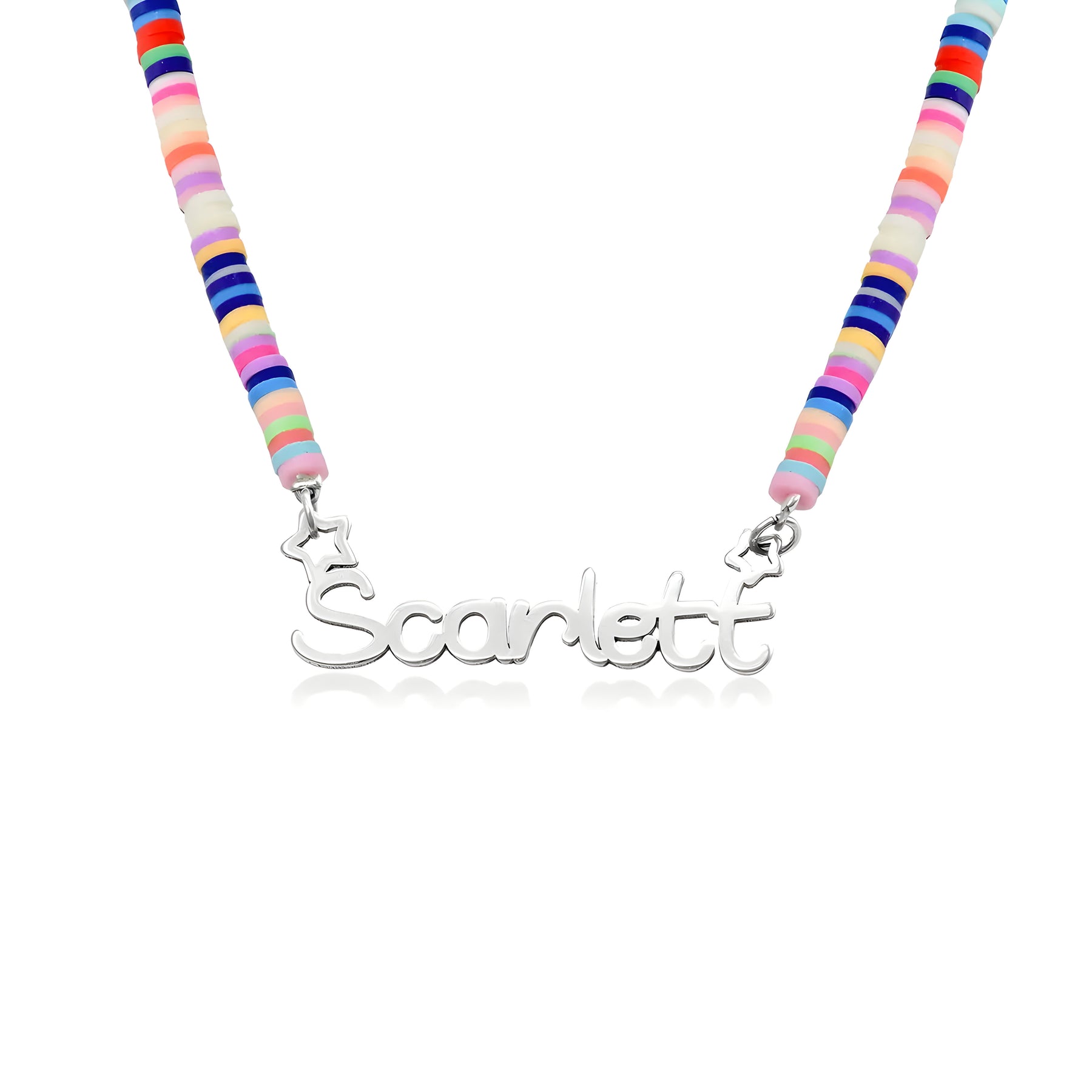 Personalised Rainbow Fimo Beads Name Pendant
