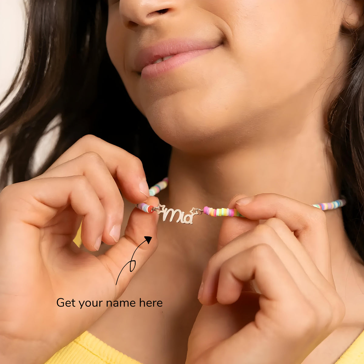 Personalised Rainbow Fimo Beads Name Pendant