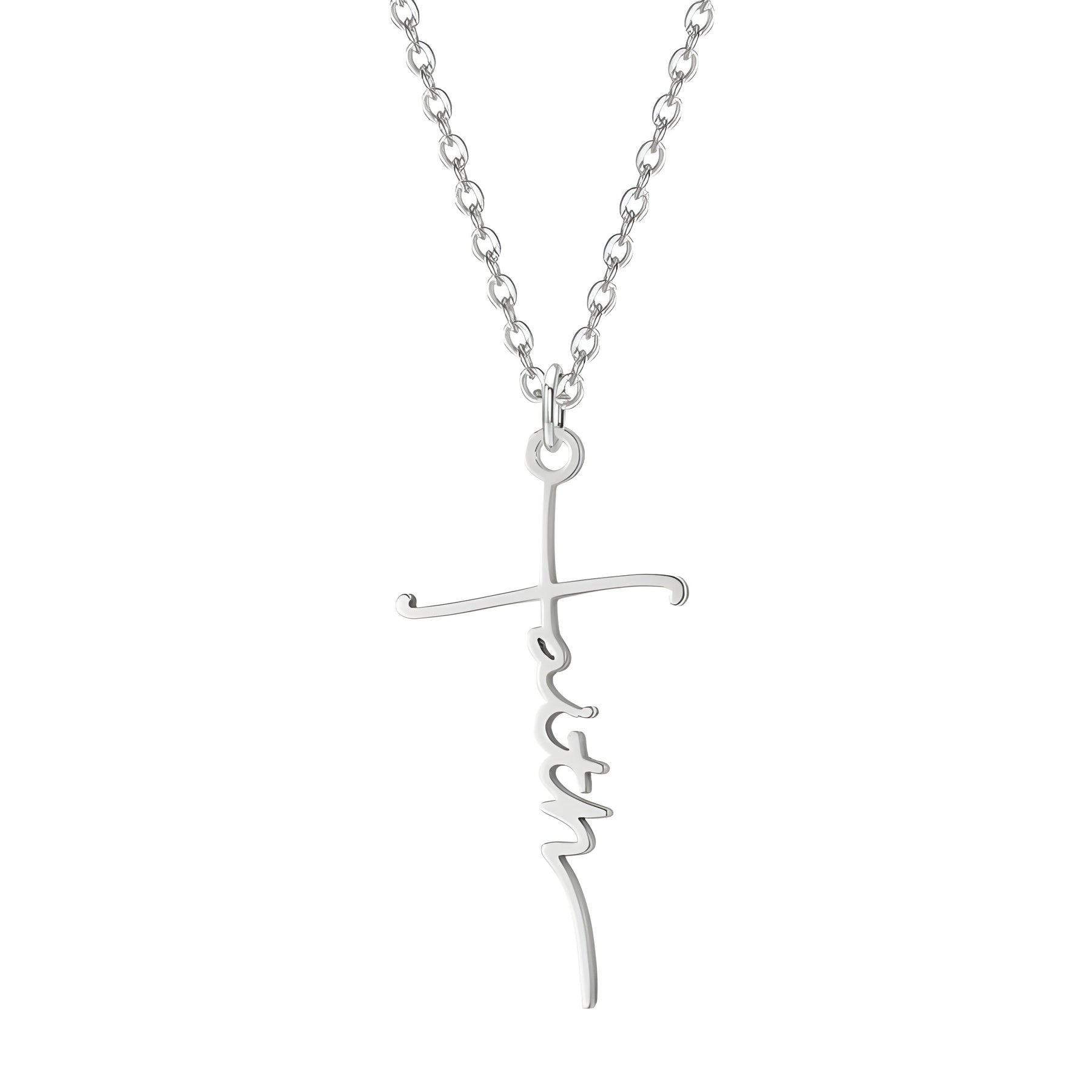Personalised Thin Cross Name Pendant