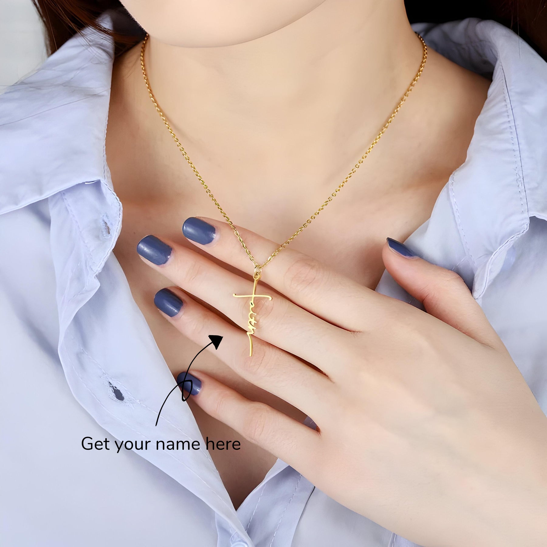 Personalised Thin Cross Name Pendant