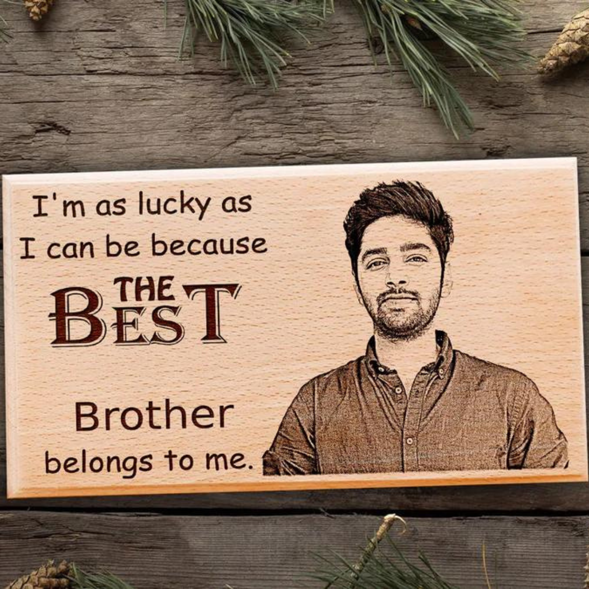 Personalized Engraved Wooden Photo Frame Gift for Best Brother