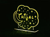 Personalized Moon & Stars Led Name Lamp With Wooden Stand Gift