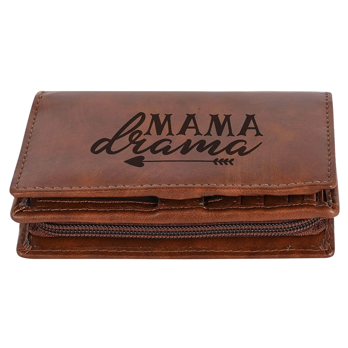 Personalized Vegan Leather Text Wallet For Mothers Day Gift (Brown)