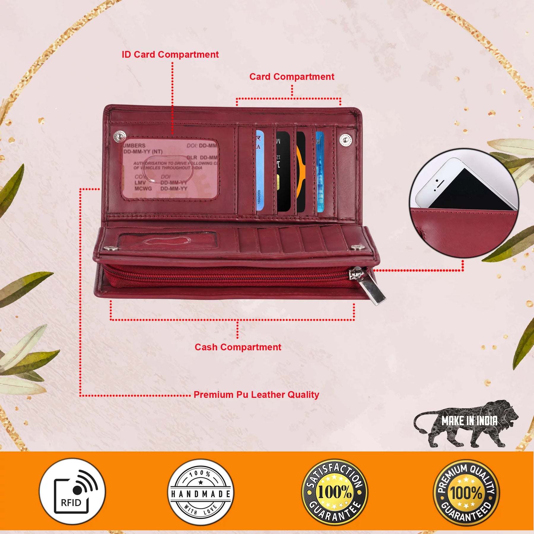 Personalized Charming Red Cherry Wallet Perfect Gift For Female Teacher