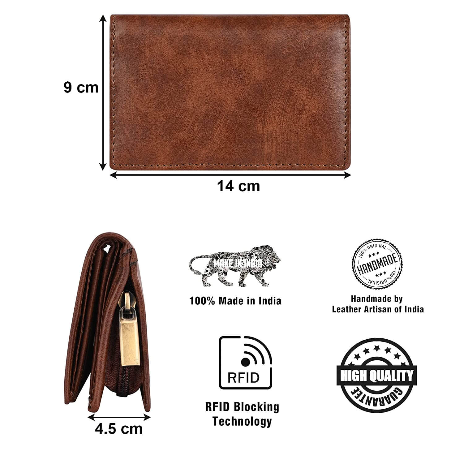 Vegan Leather Photo Wallet Personalized Mothers Day Gift (Brown)