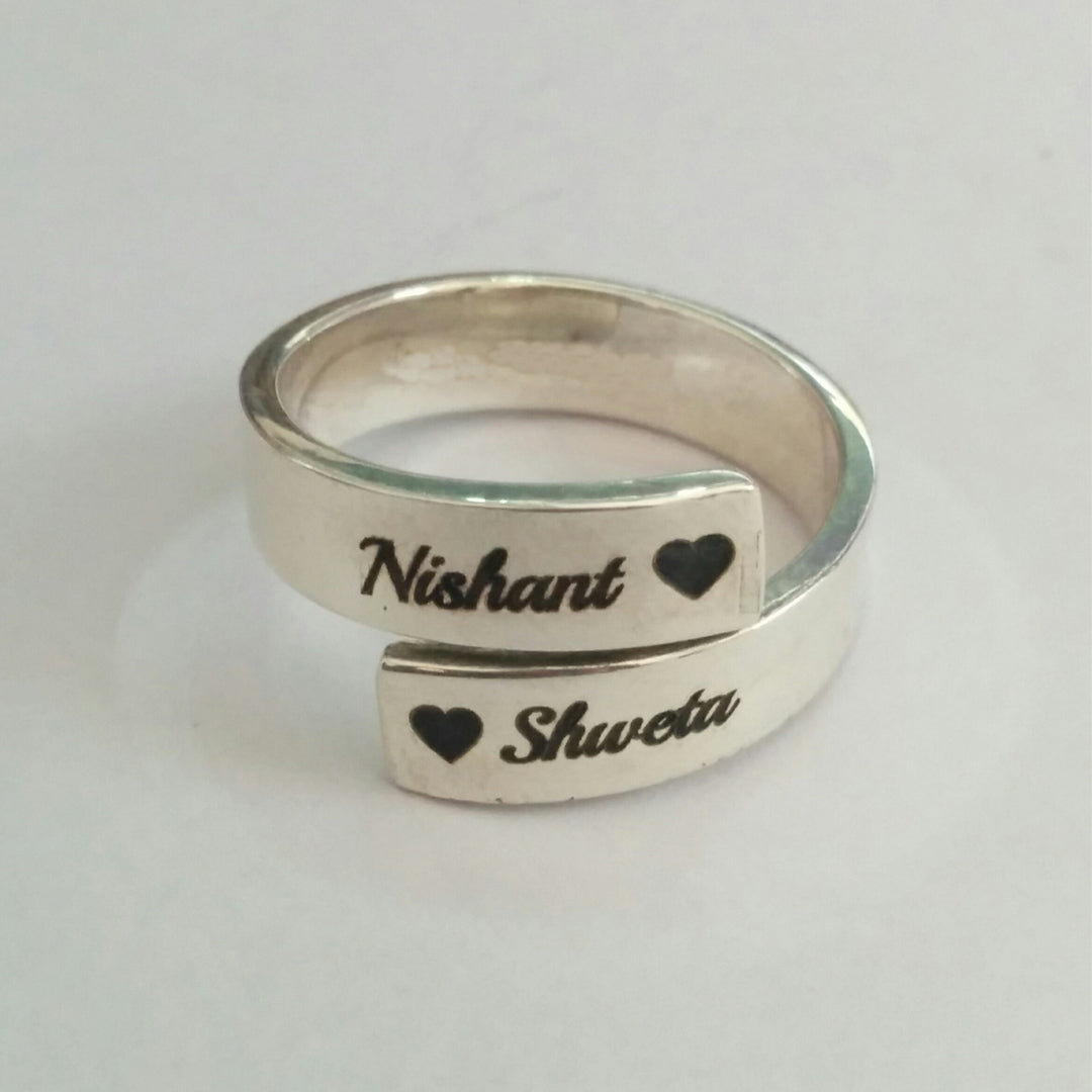 Engraved Silver Adjustable Anniversary Ring