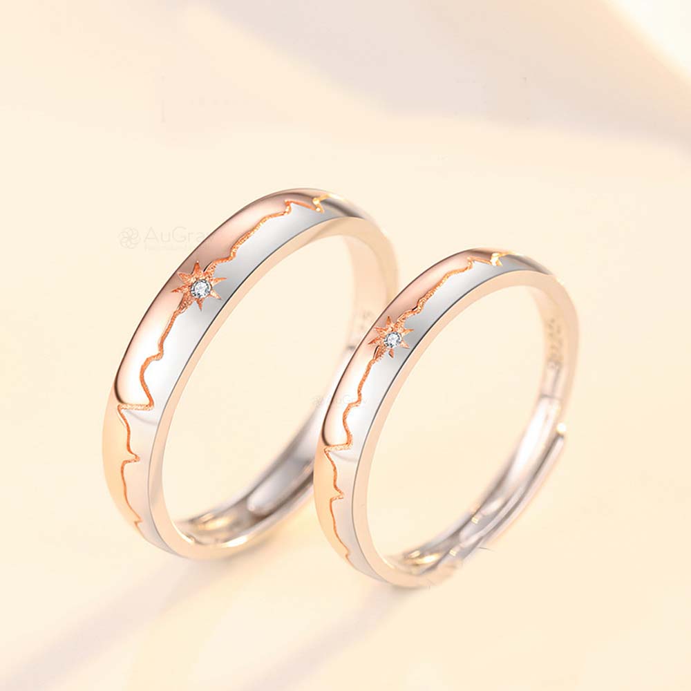 Celestial Love Adjustable 925 Sterling Silver Couple Rings