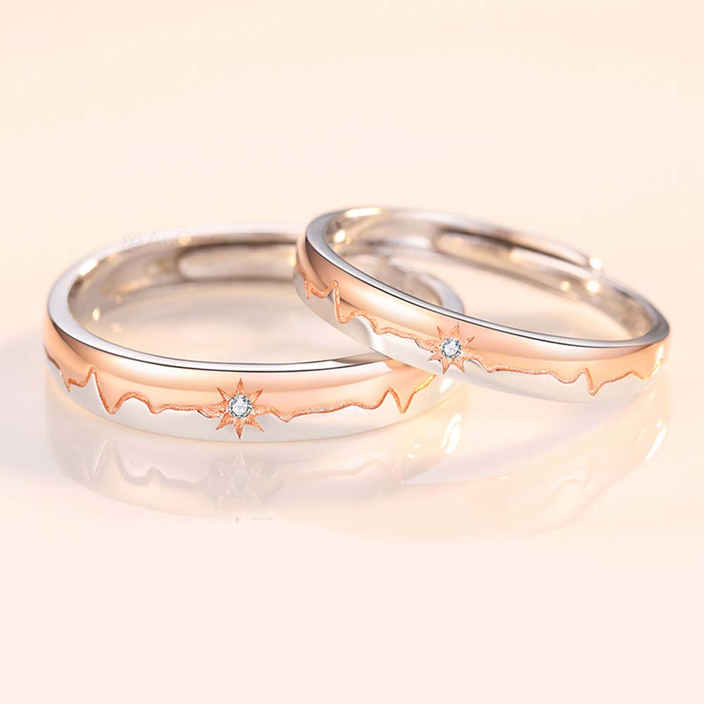 Celestial Love Adjustable 925 Sterling Silver Couple Rings