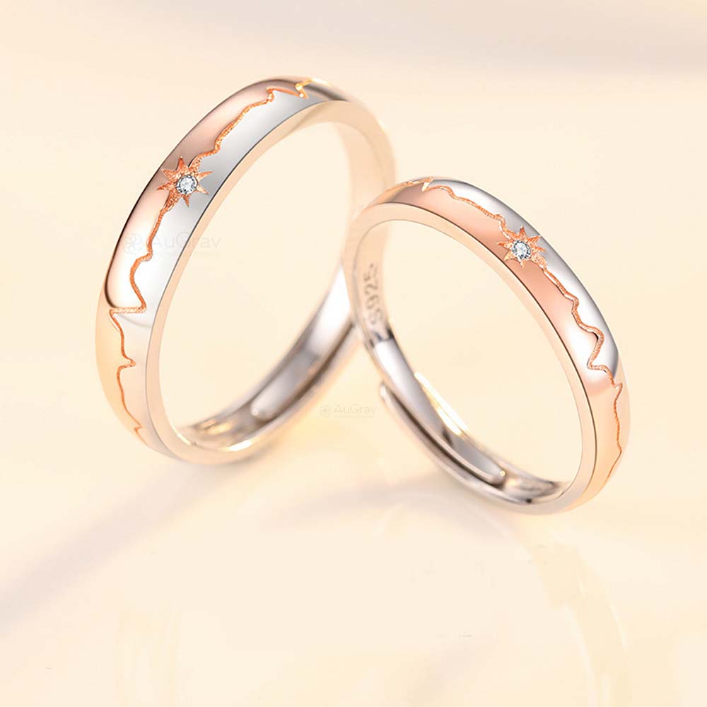 Celestial Love Adjustable 925 Sterling Silver Couple Rings