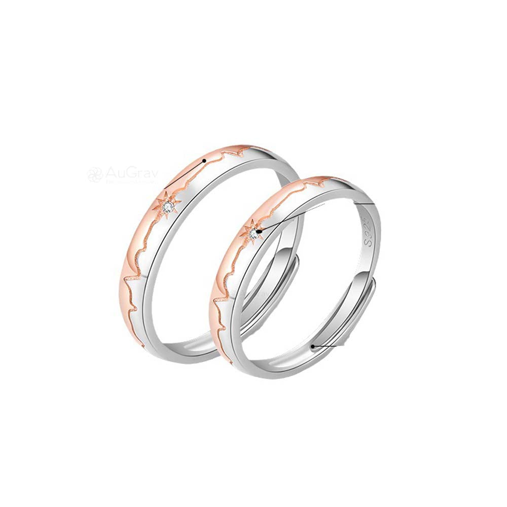 Celestial Love Adjustable 925 Sterling Silver Couple Rings
