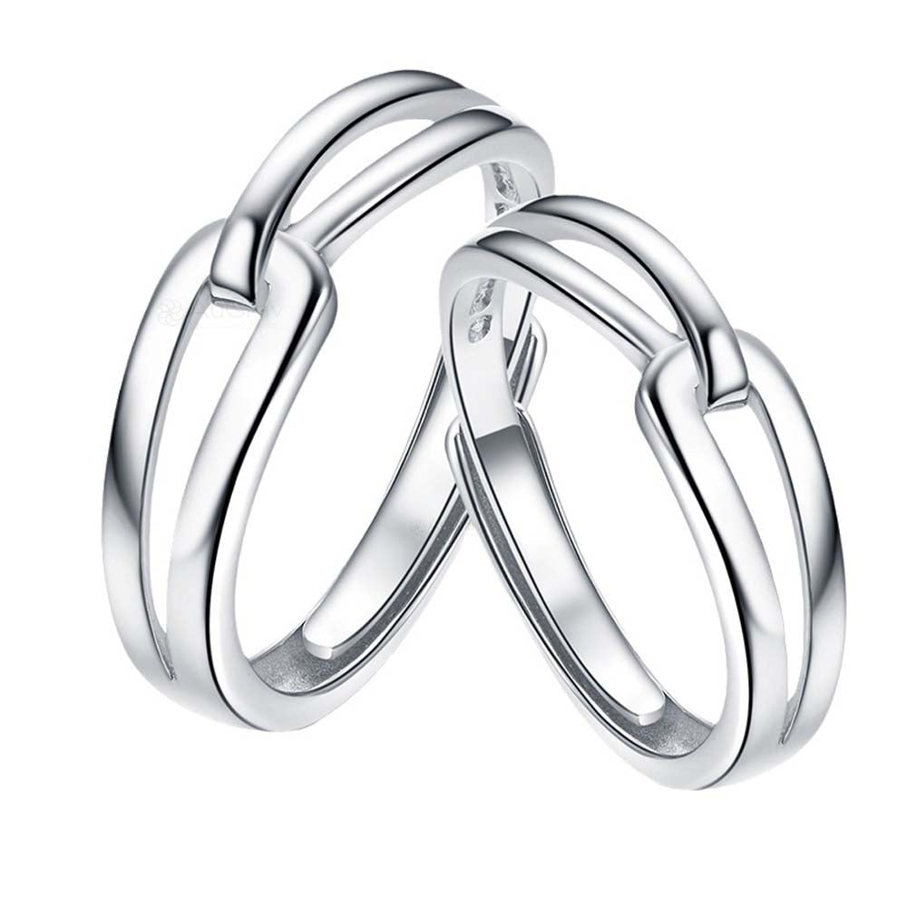 Radiant Love Adjustable 925 Sterling Silver Couple Rings