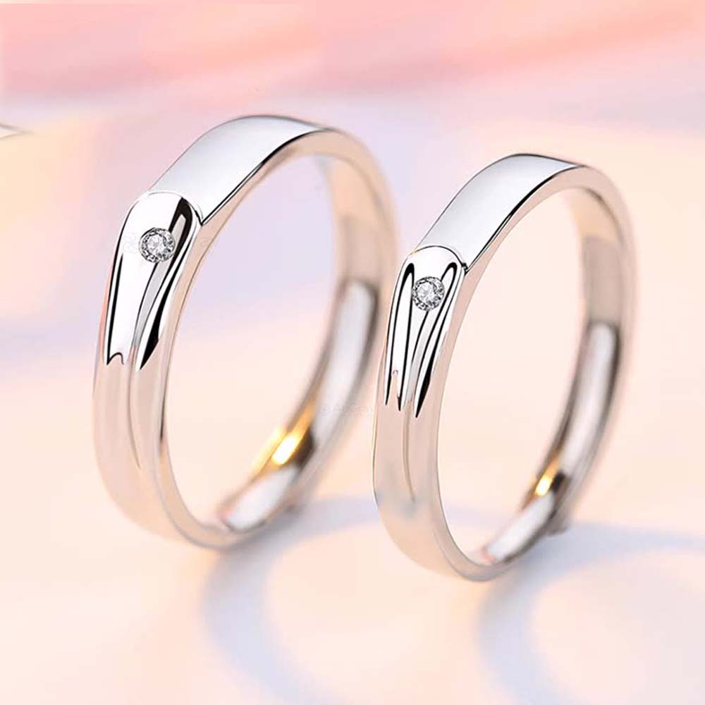 Mystic Melody Adjustable 925 Sterling Silver Couple Rings