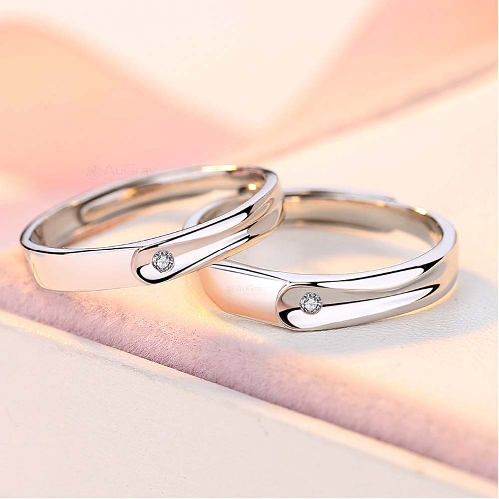 Mystic Melody Adjustable 925 Sterling Silver Couple Rings
