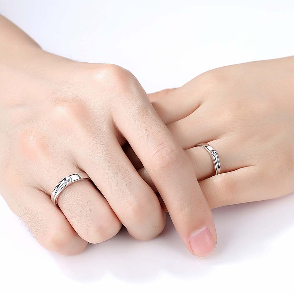 Mystic Melody Adjustable 925 Sterling Silver Couple Rings