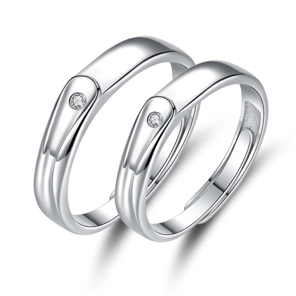 Mystic Melody Adjustable 925 Sterling Silver Couple Rings