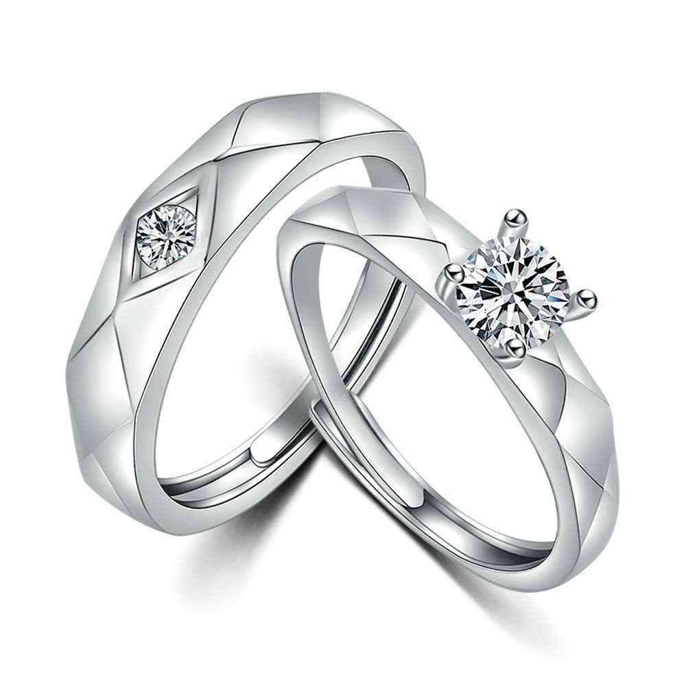 Whispering Winds Adjustable 925 Sterling Silver Couple Rings