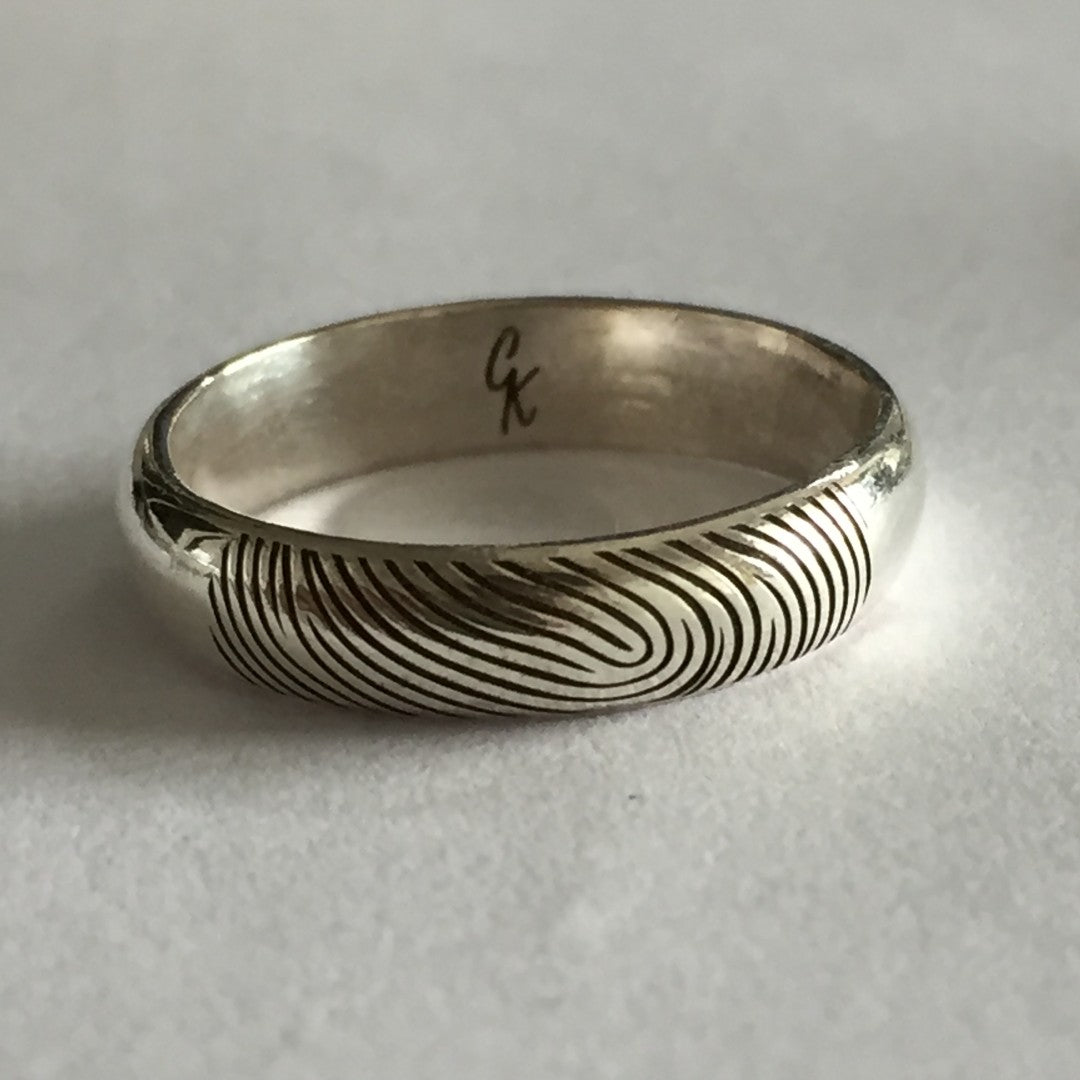Personalized Fingerprint Band In Silver